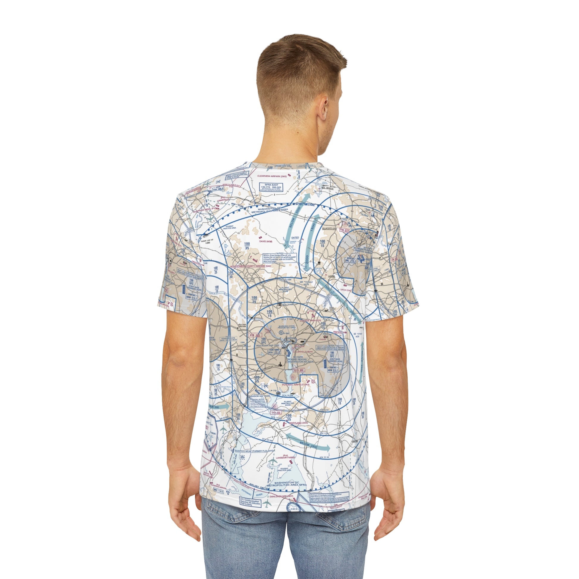 Baltimore-Washington Flyby Chart men's polyester shirt