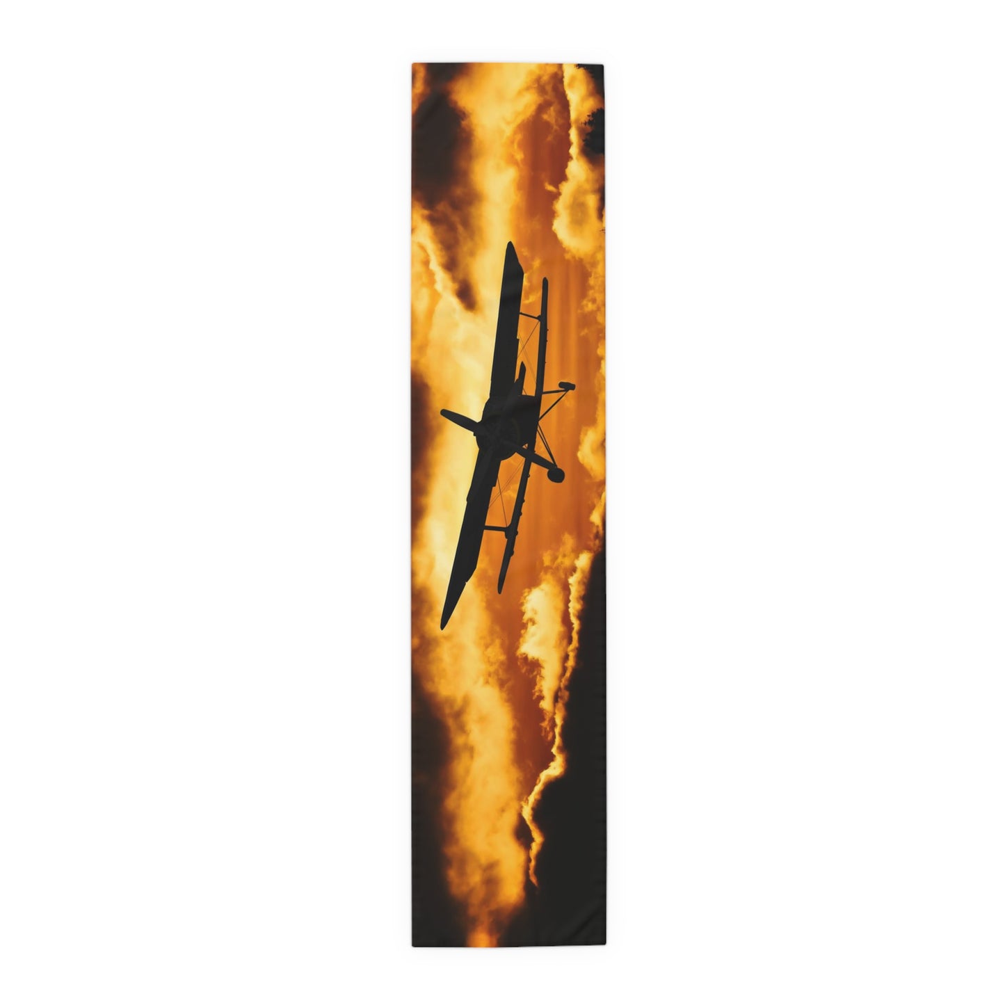 Biplane at Sunset Table Runner