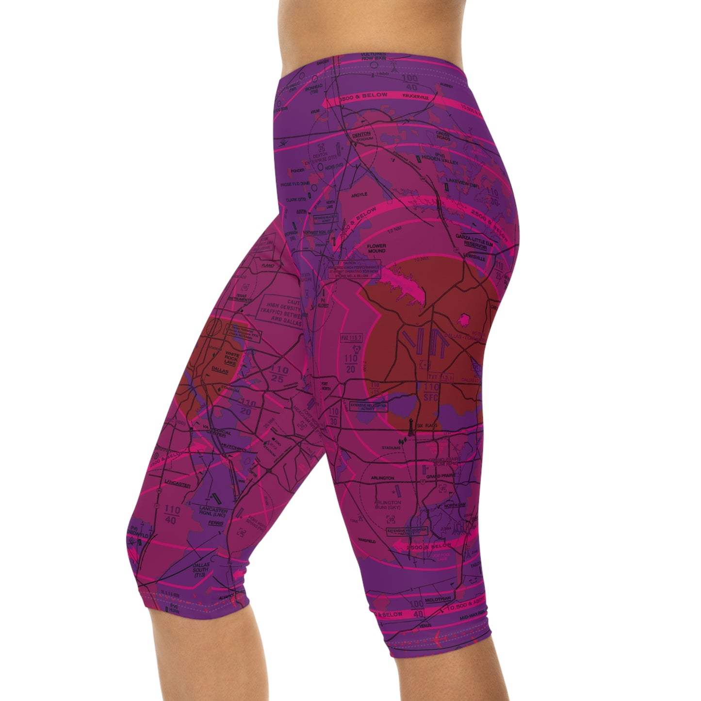 Dallas - Ft. Worth Flyway Chart capri leggings (purple)