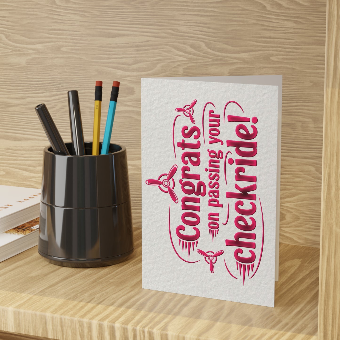 Congrats on passing your checkride! pack of 10 greeting cards (v3. pink)