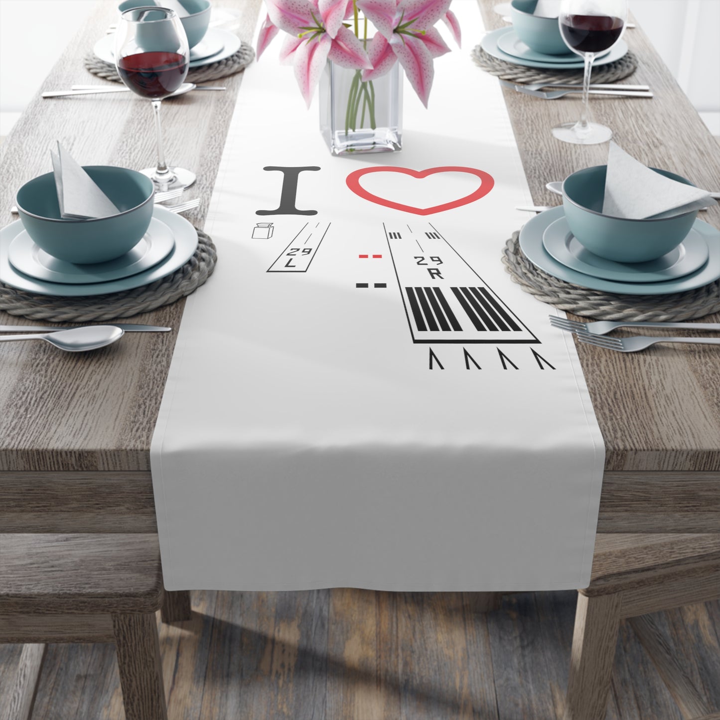 Torrance Airport Runways 29L - 29R / 11L - 11R Table Runner