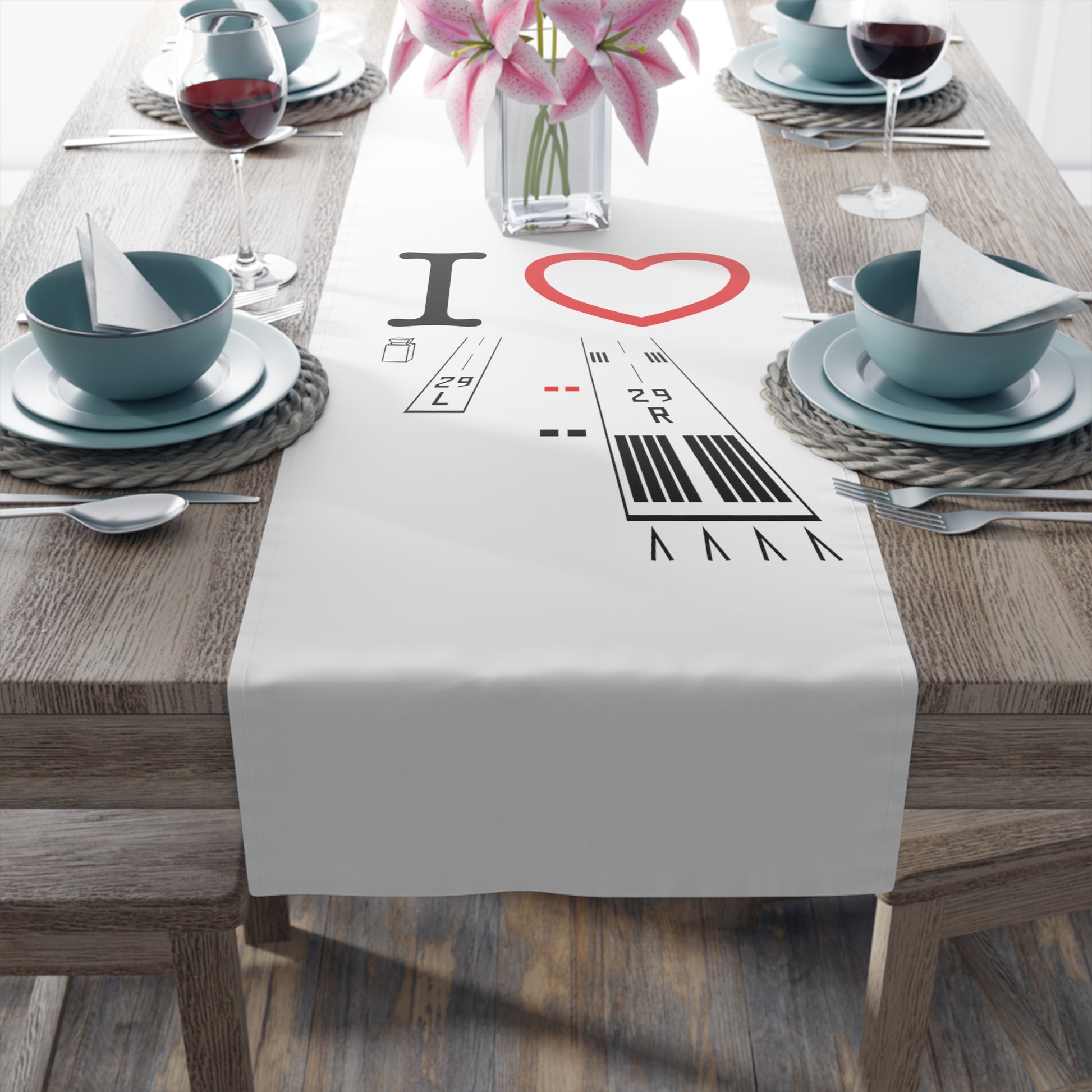 Torrance Airport Runways 29L - 29R / 11L - 11R Table Runner