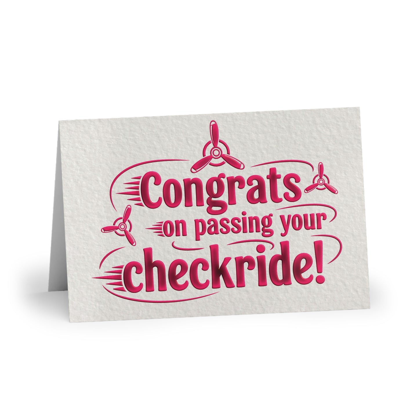 Congrats on passing your checkride! pack of 10 greeting cards (v3. pink)