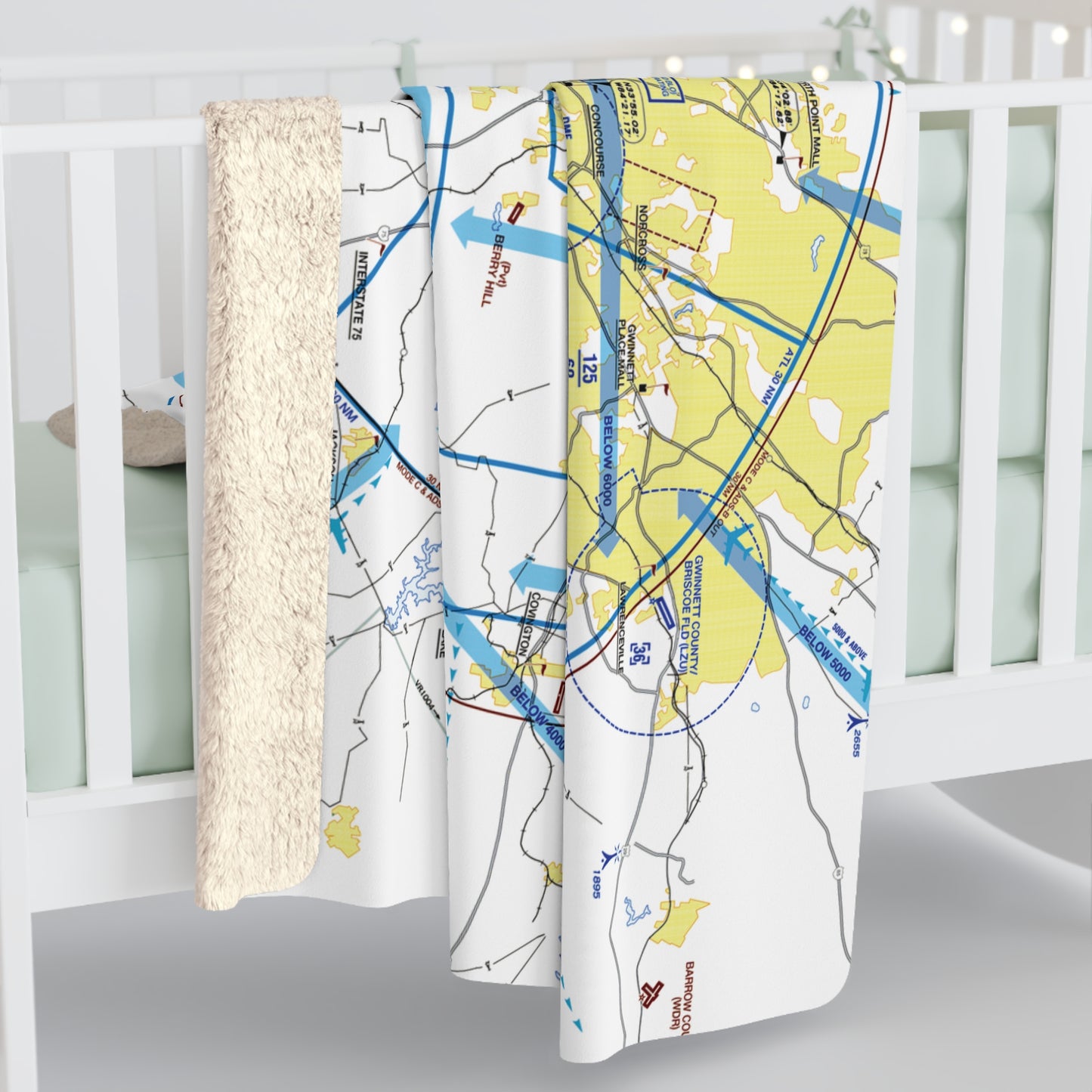 Atlanta Flyway Chart sherpa fleece blanket