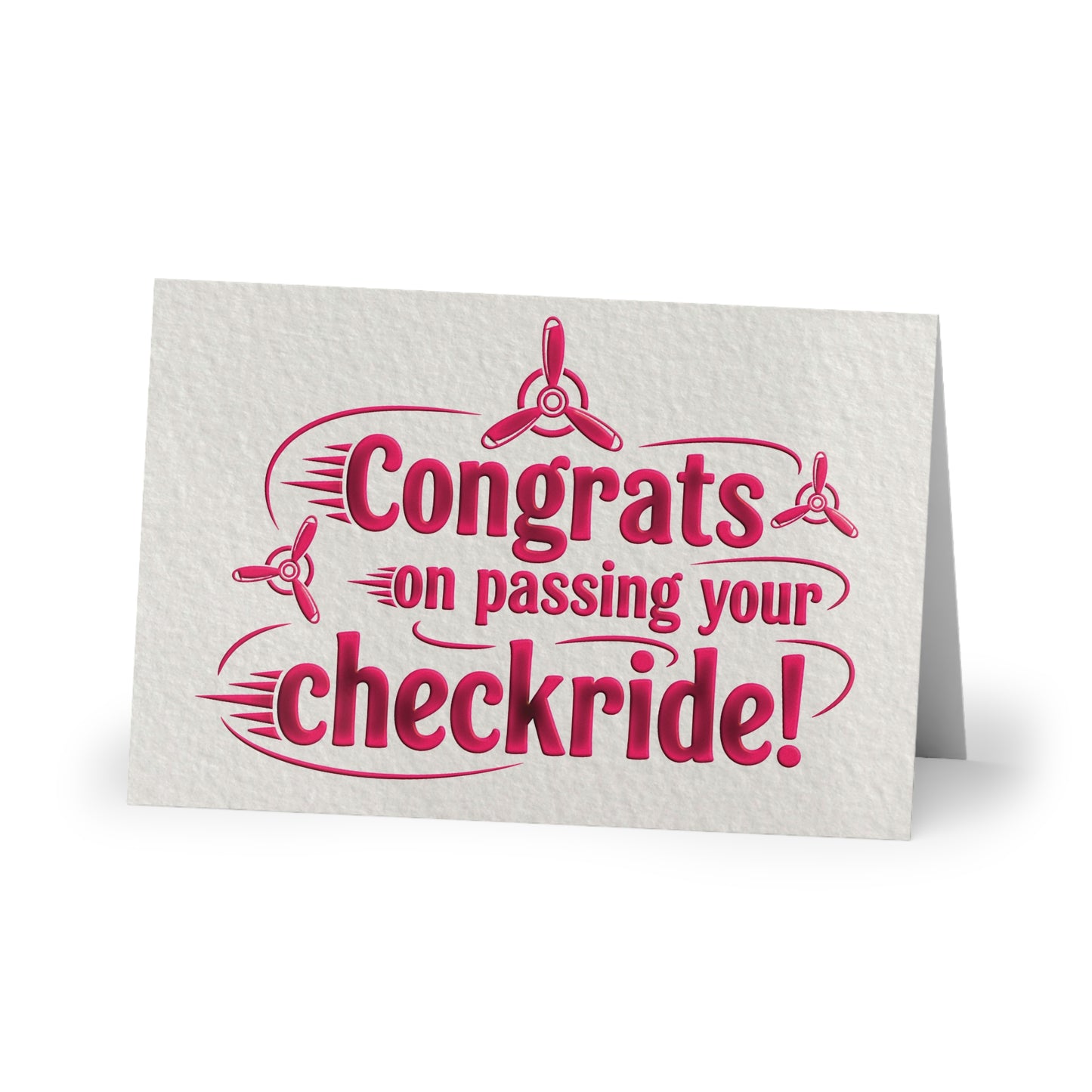Congrats on passing your checkride! pack of 10 greeting cards (v3. pink)