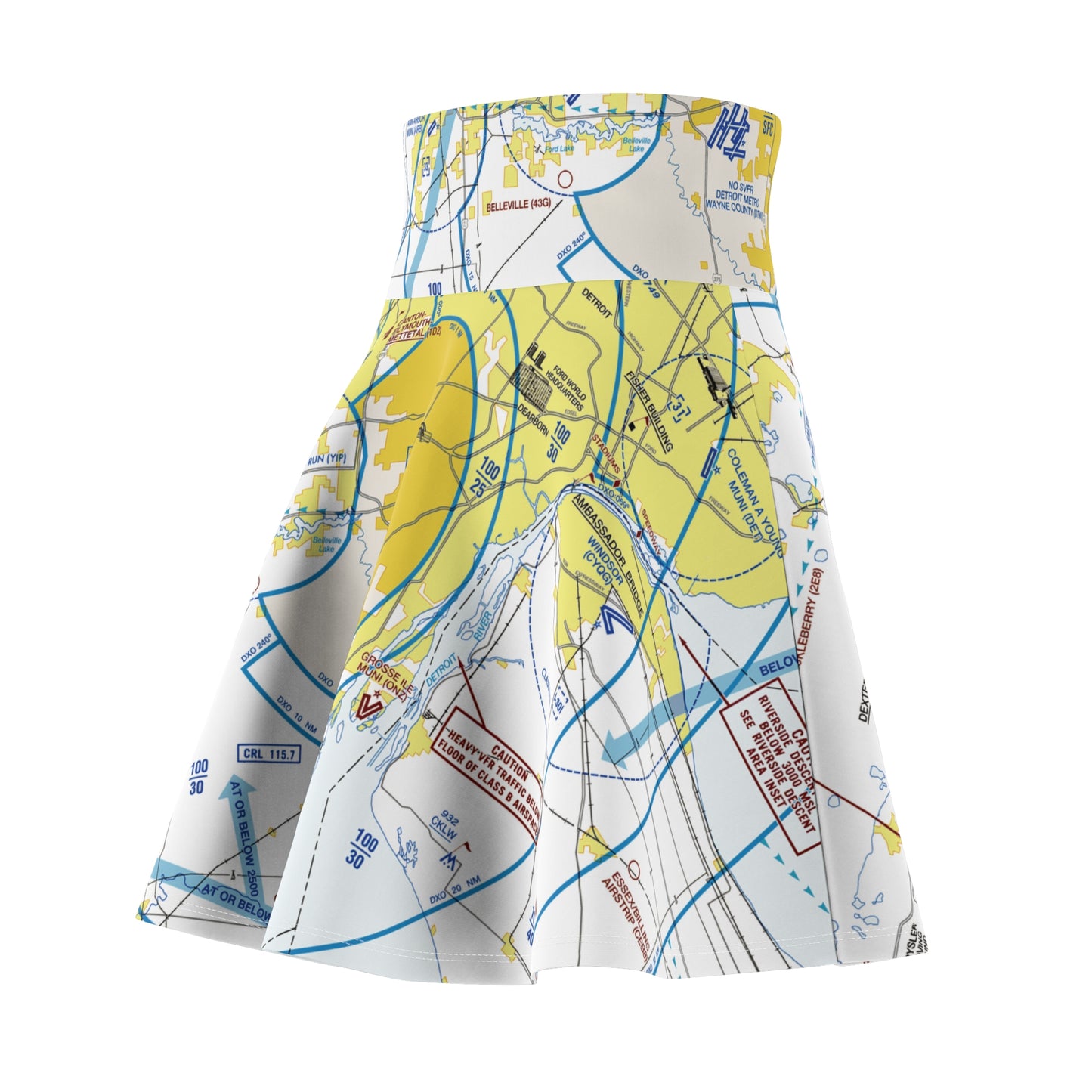 Detroit Flyway Chart skater skirt