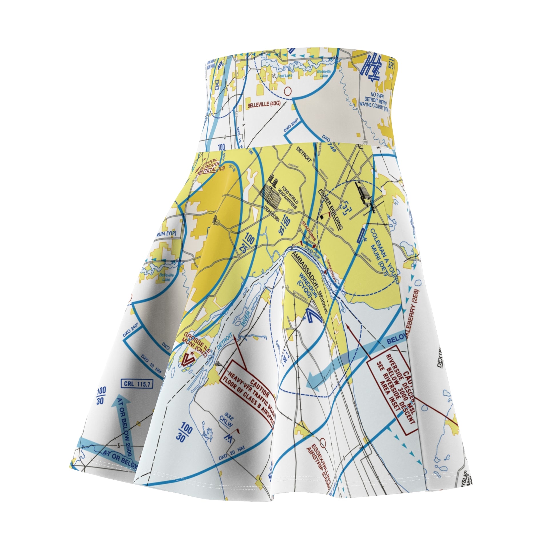 Detroit Flyway Chart skater skirt