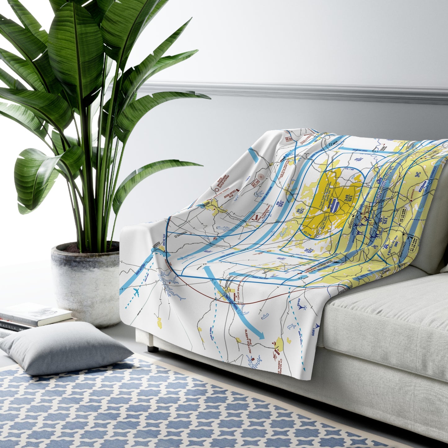 Atlanta Flyway Chart sherpa fleece blanket