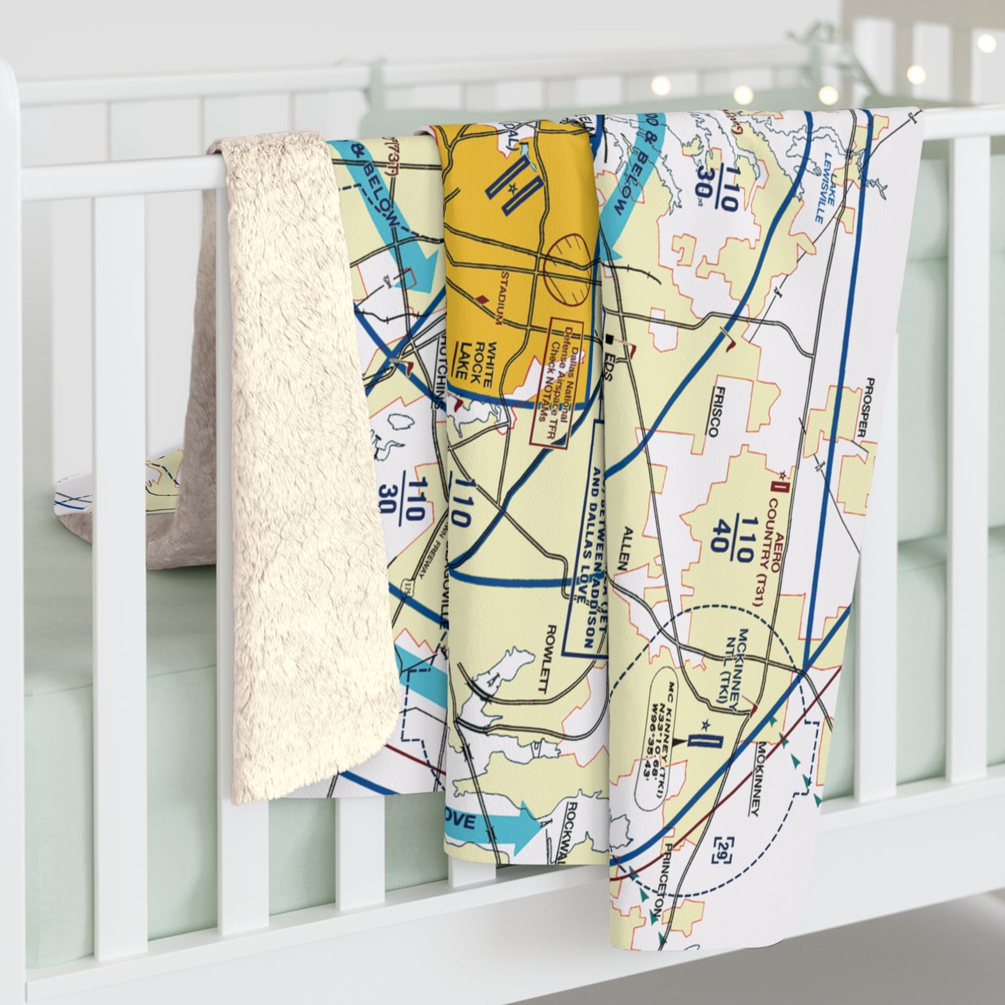 Dallas - Ft. Worth Flyway Chart sherpa fleece blanket