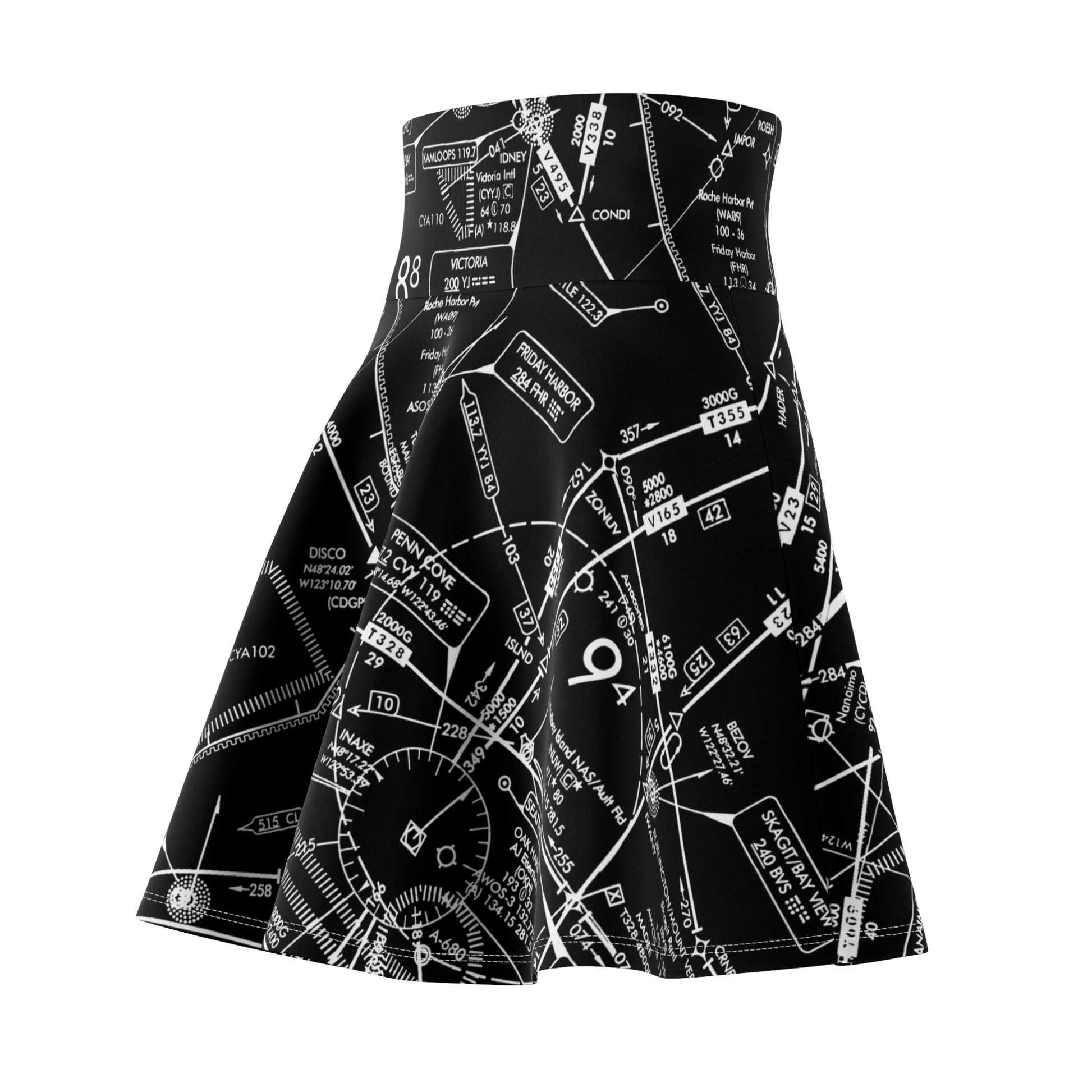 Enroute Low Altitude Chart (black) skater skirt
