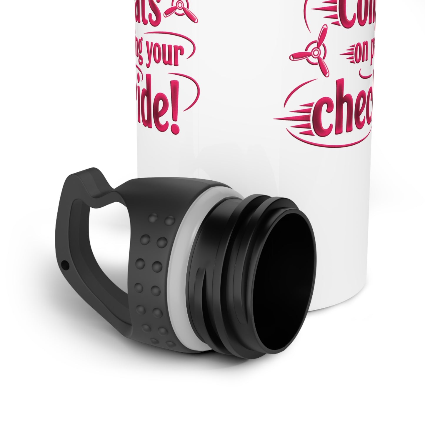 Congrats on passing your checkride! 20 oz. stainless steel water bottle (v3. pink)