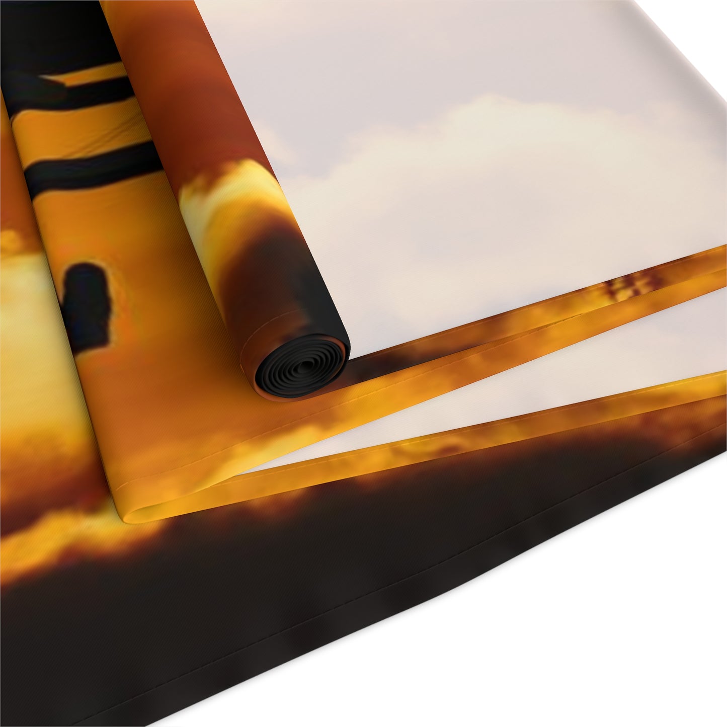 Biplane at Sunset Table Runner