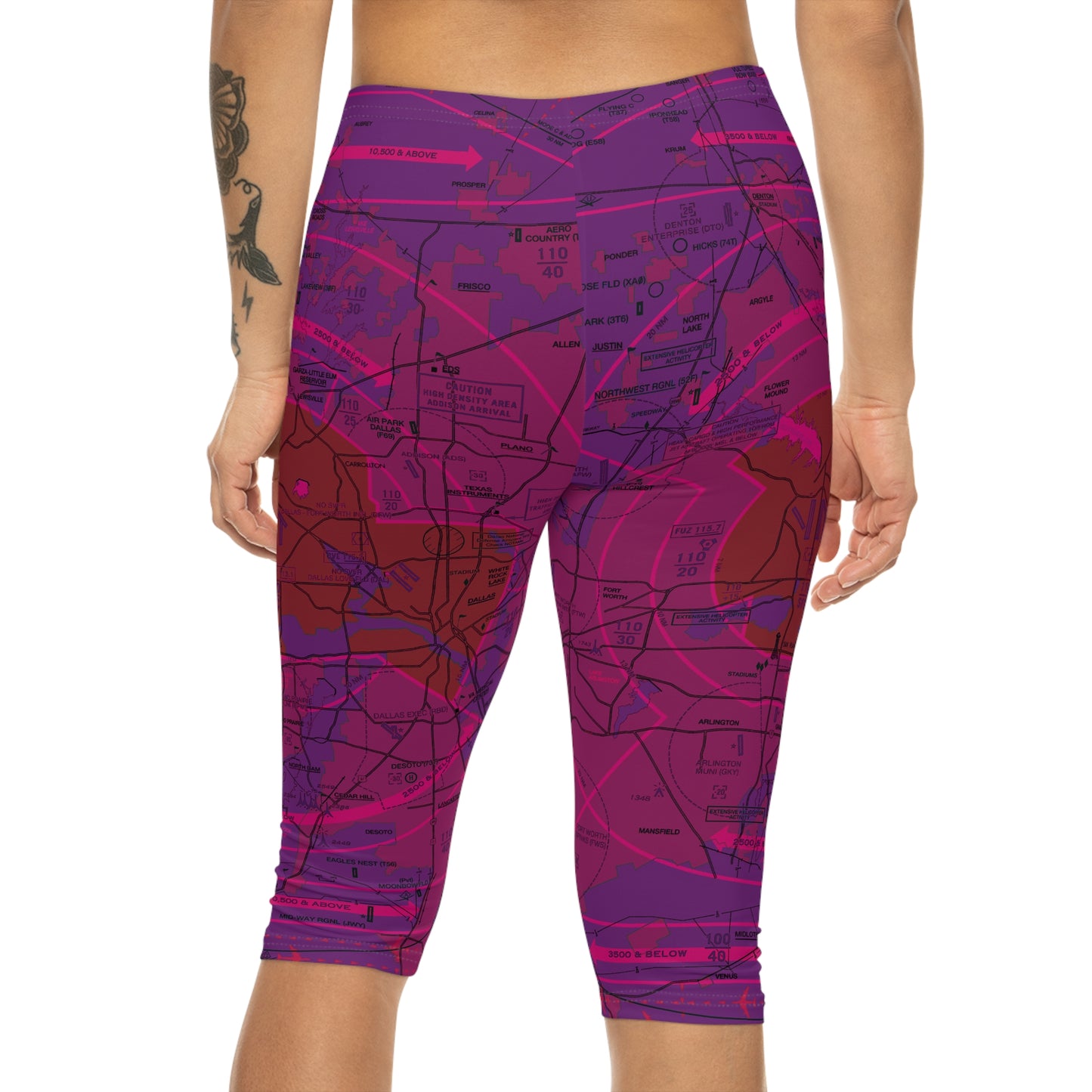 Dallas - Ft. Worth Flyway Chart capri leggings (purple)
