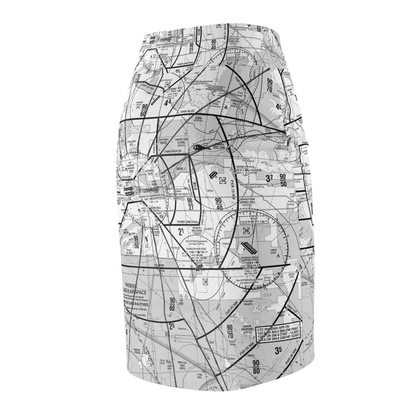 Phoenix TAC Chart - women's pencil skirt (b&w)