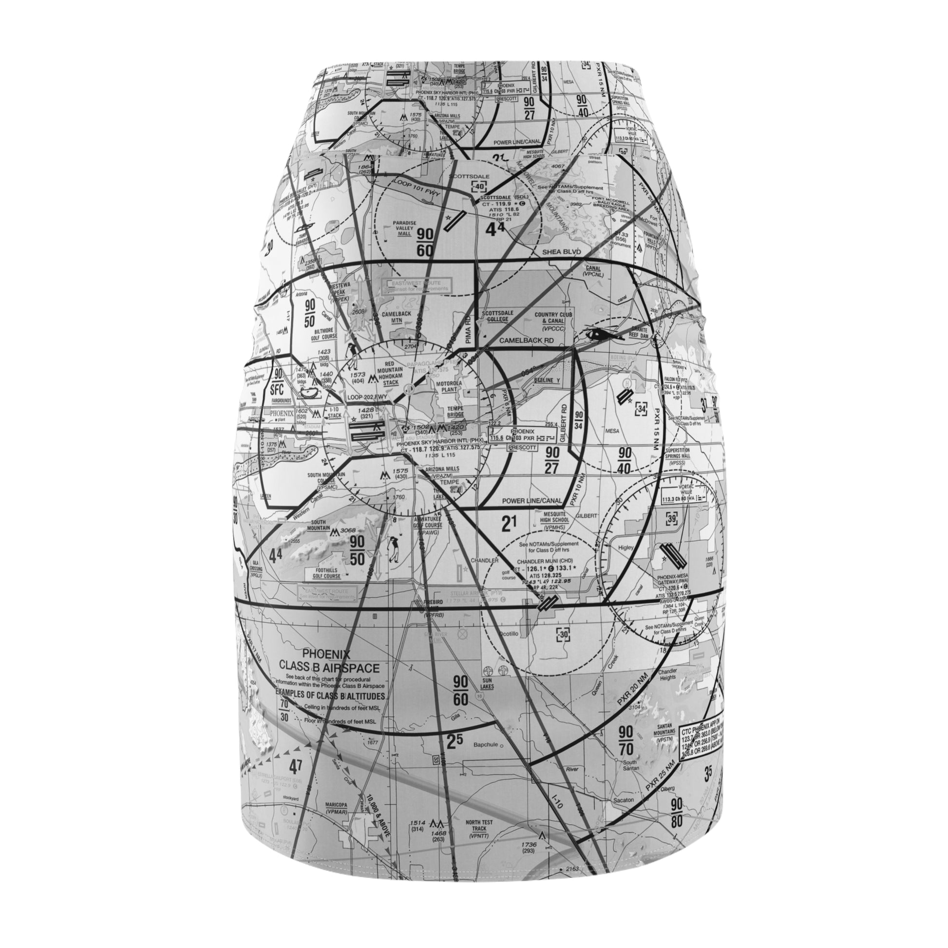 Phoenix TAC Chart - women's pencil skirt (b&w)