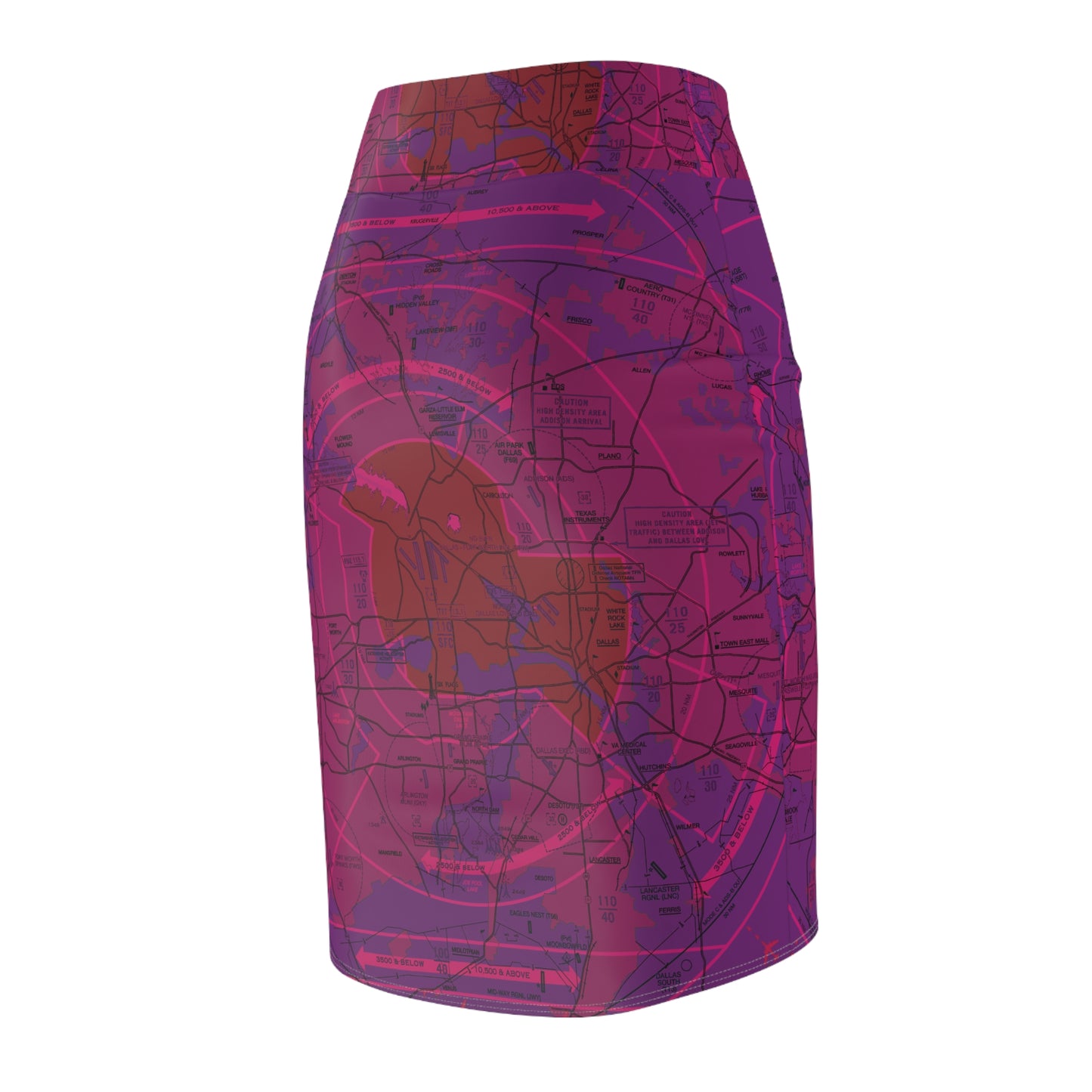 Dallas - Ft. Worth Flyway Chart women's pencil skirt (purple)