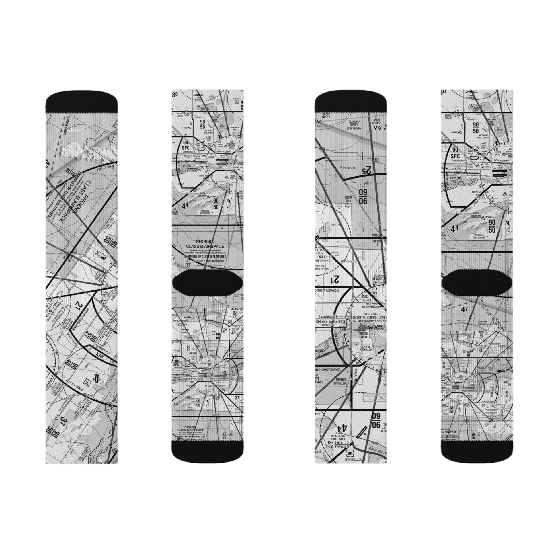 Aeronautical Chart socks (PHX/b&w)