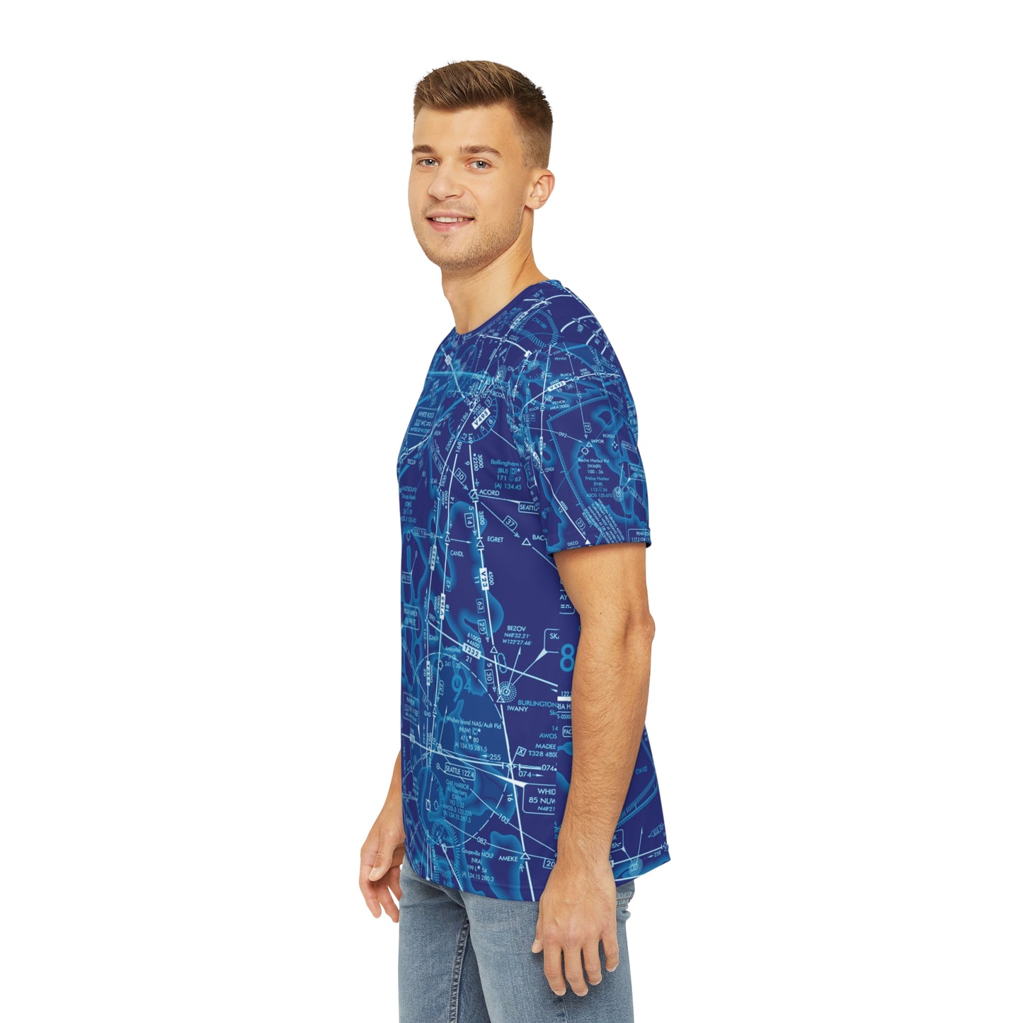 Enroute Low Altitude Chart (blue) men's polyester shirt