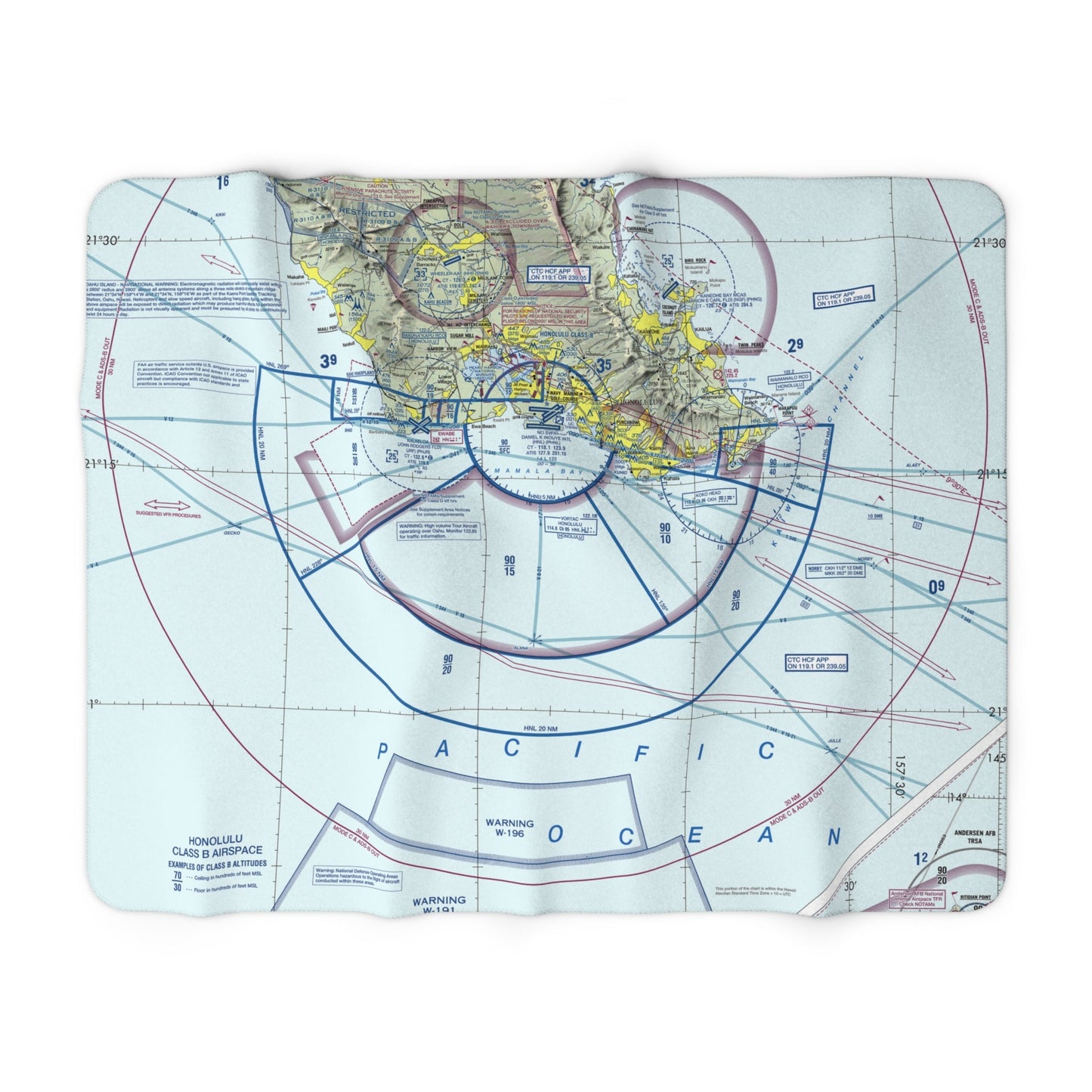 Honolulu Sectional Chart sherpa fleece blanket