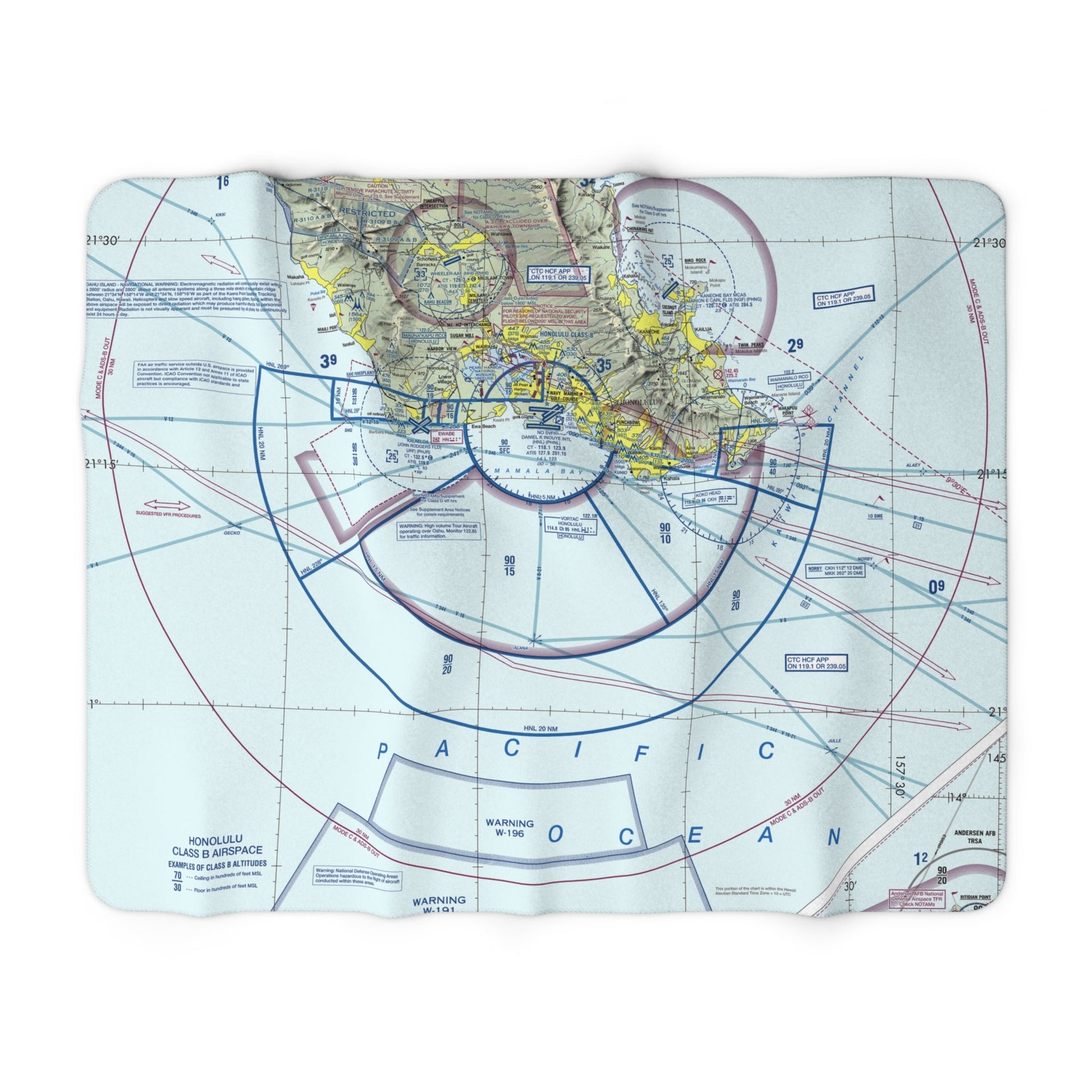 Honolulu Sectional Chart sherpa fleece blanket