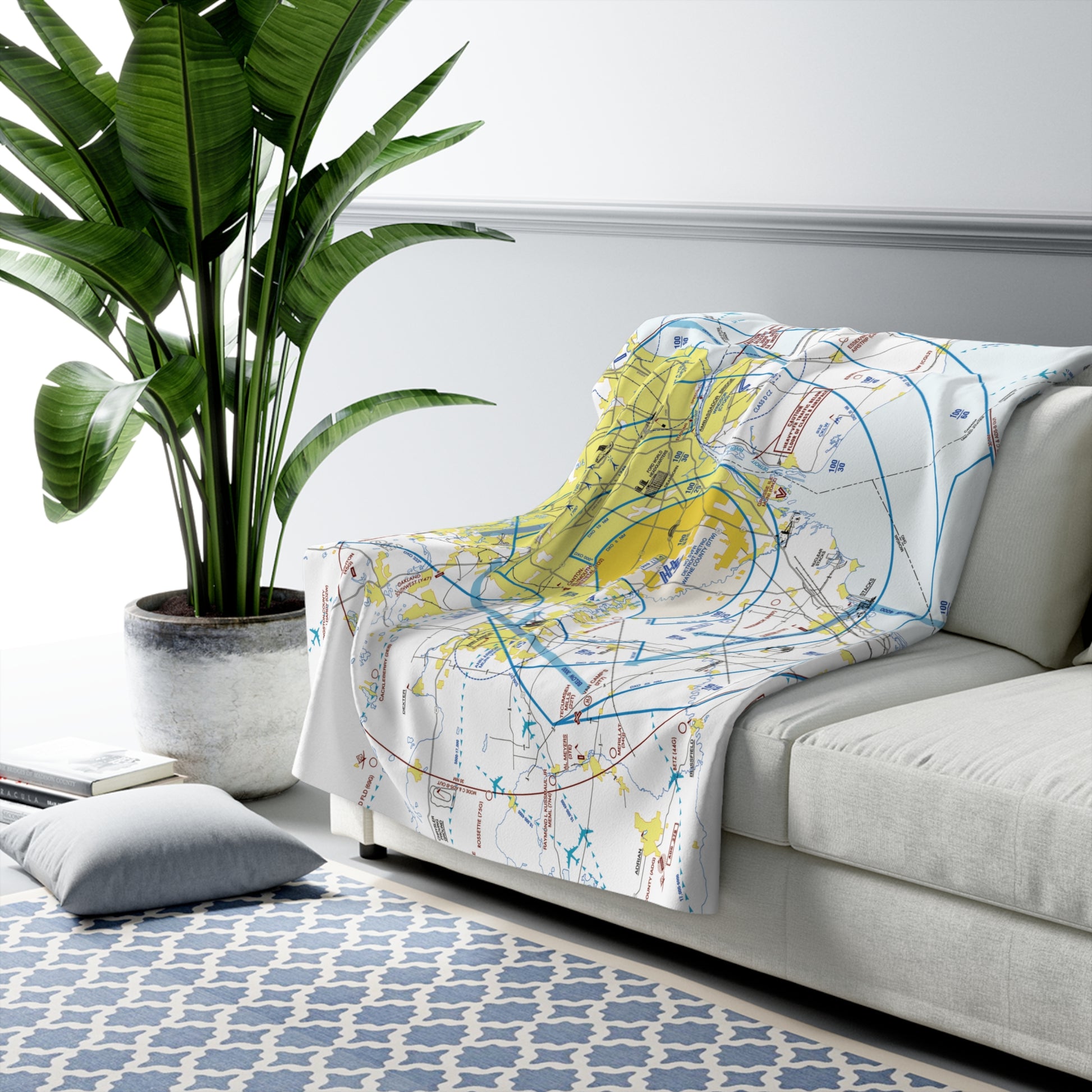 Detroit Flyway Chart sherpa fleece blanket