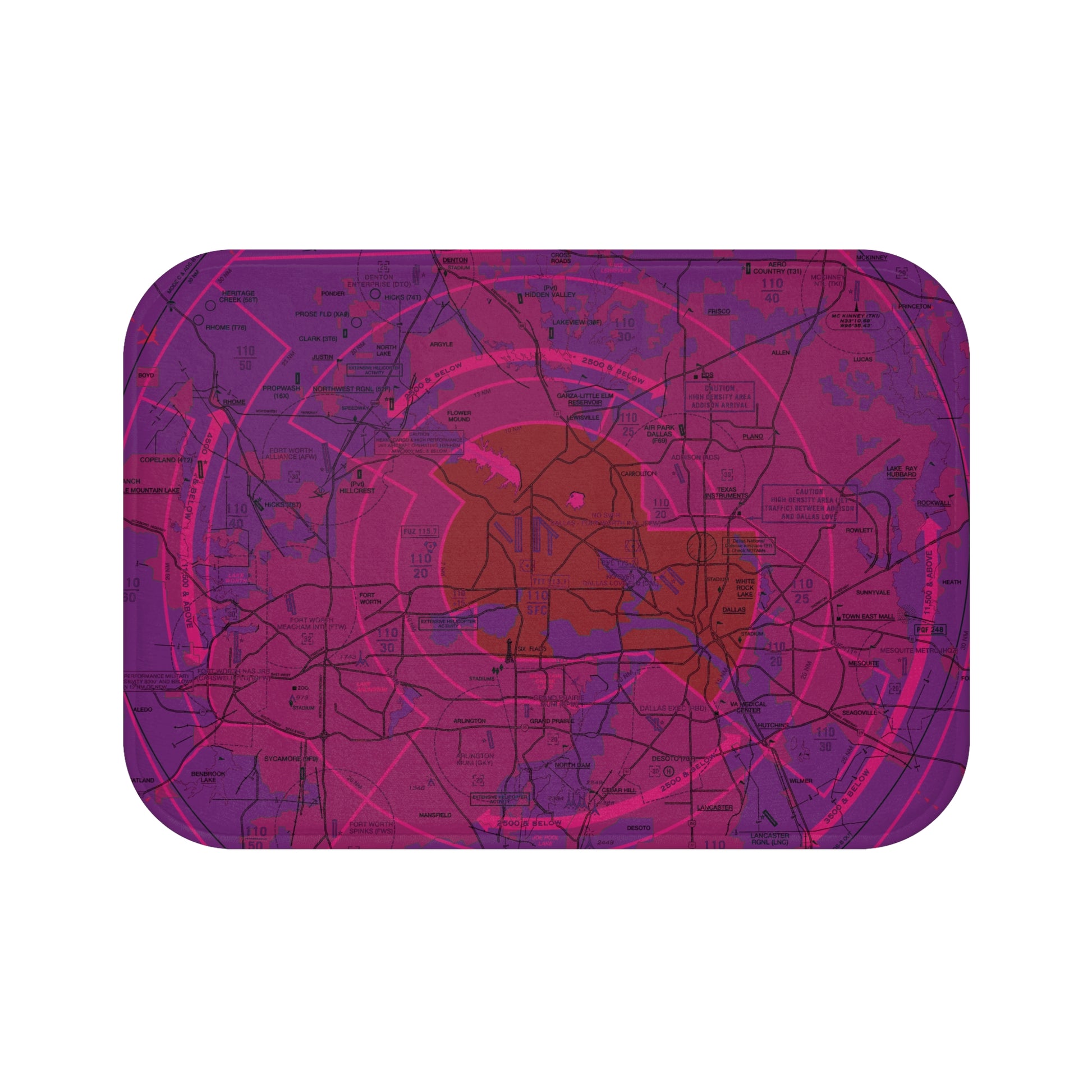 Dallas - Ft. Worth Flyway Chart bath mat (purple)