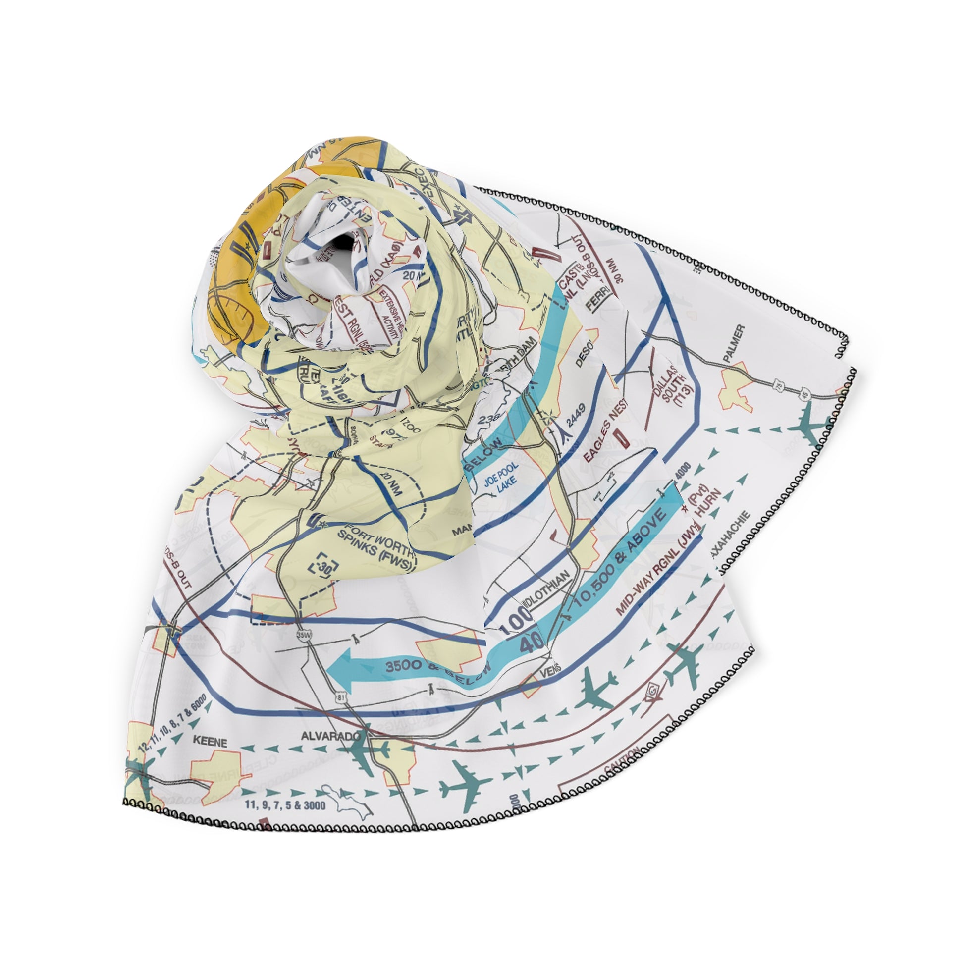 Dallas - Ft. Worth Flyway Chart poly scarf