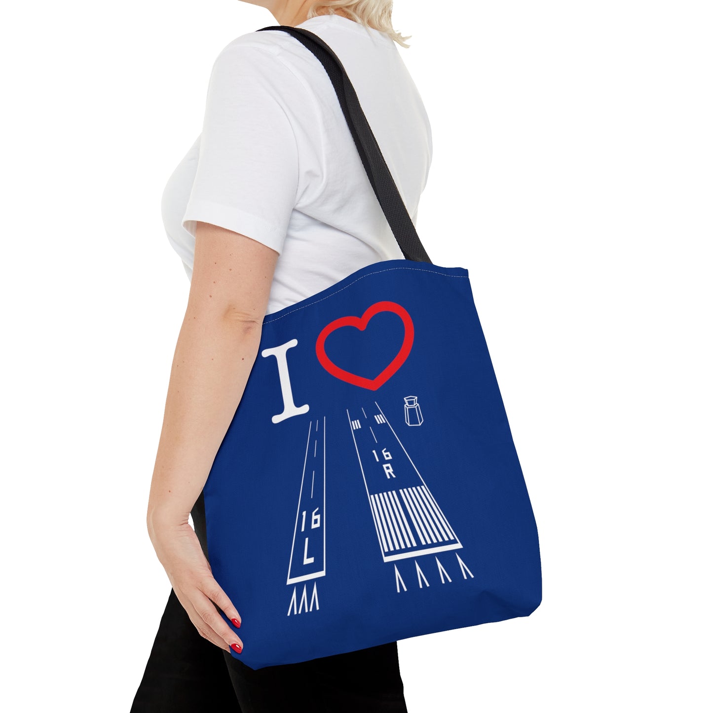 Van Nuys Airport Runways 16L - 16R / 34L - 34R - tote bag (blue)