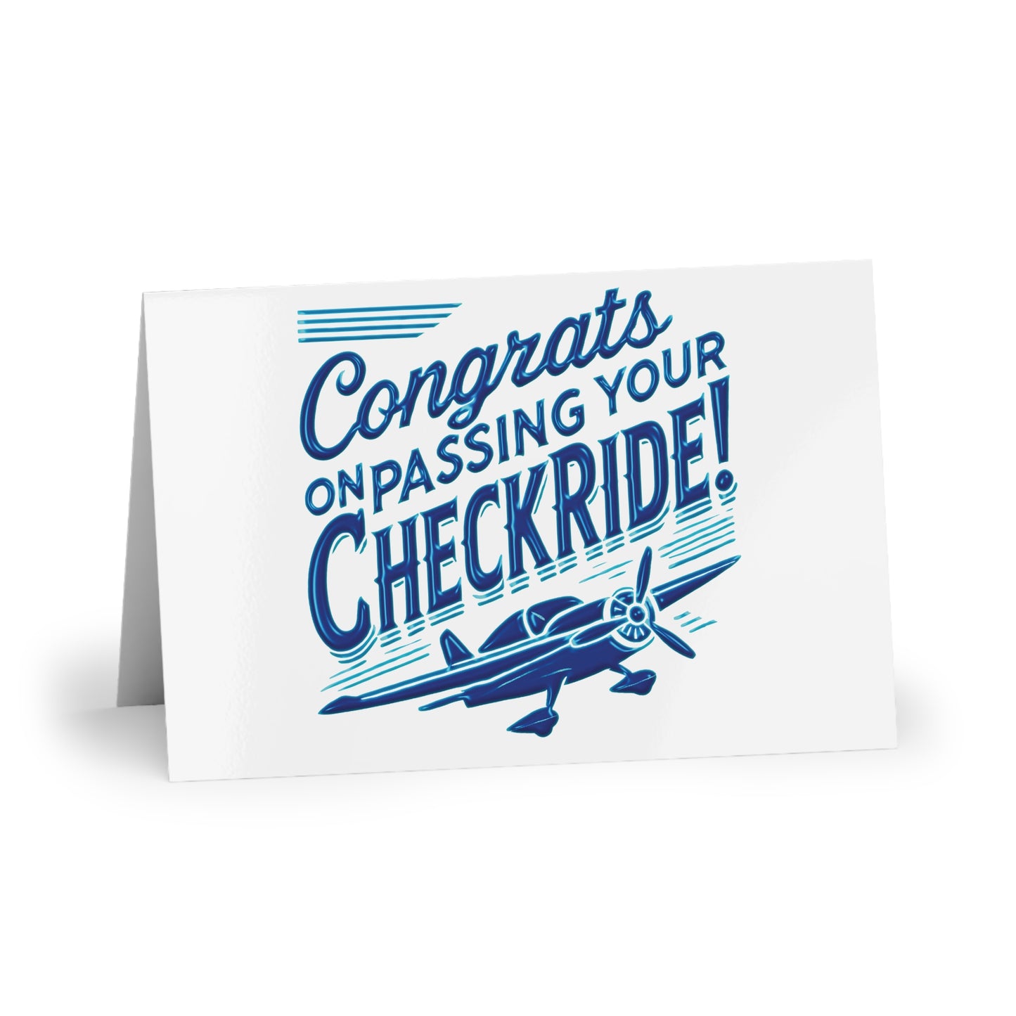 Congrats on passing your checkride! pack of 10 postcards (v1. blue)