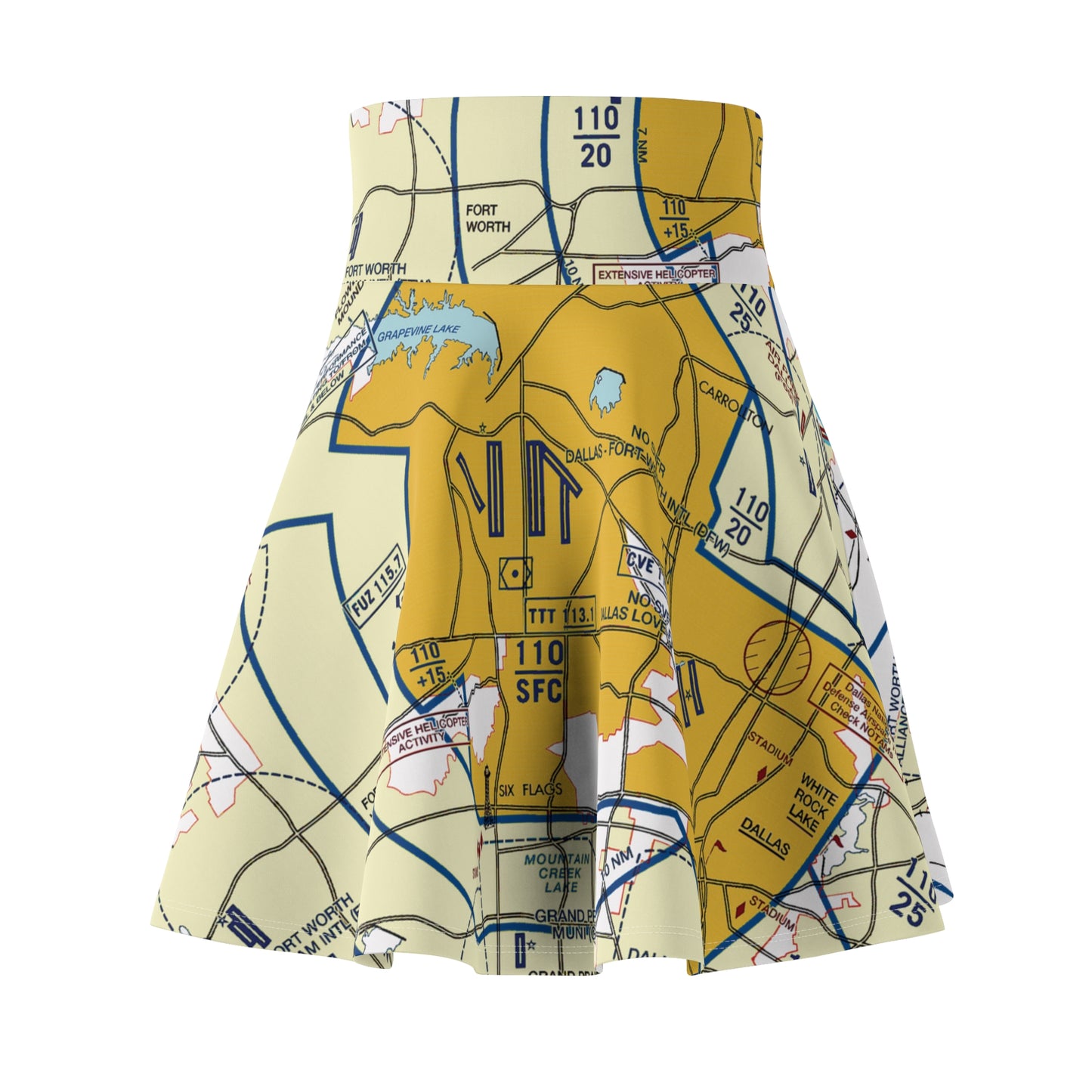 Dallas - Ft. Worth Flyway Chart skater skirt