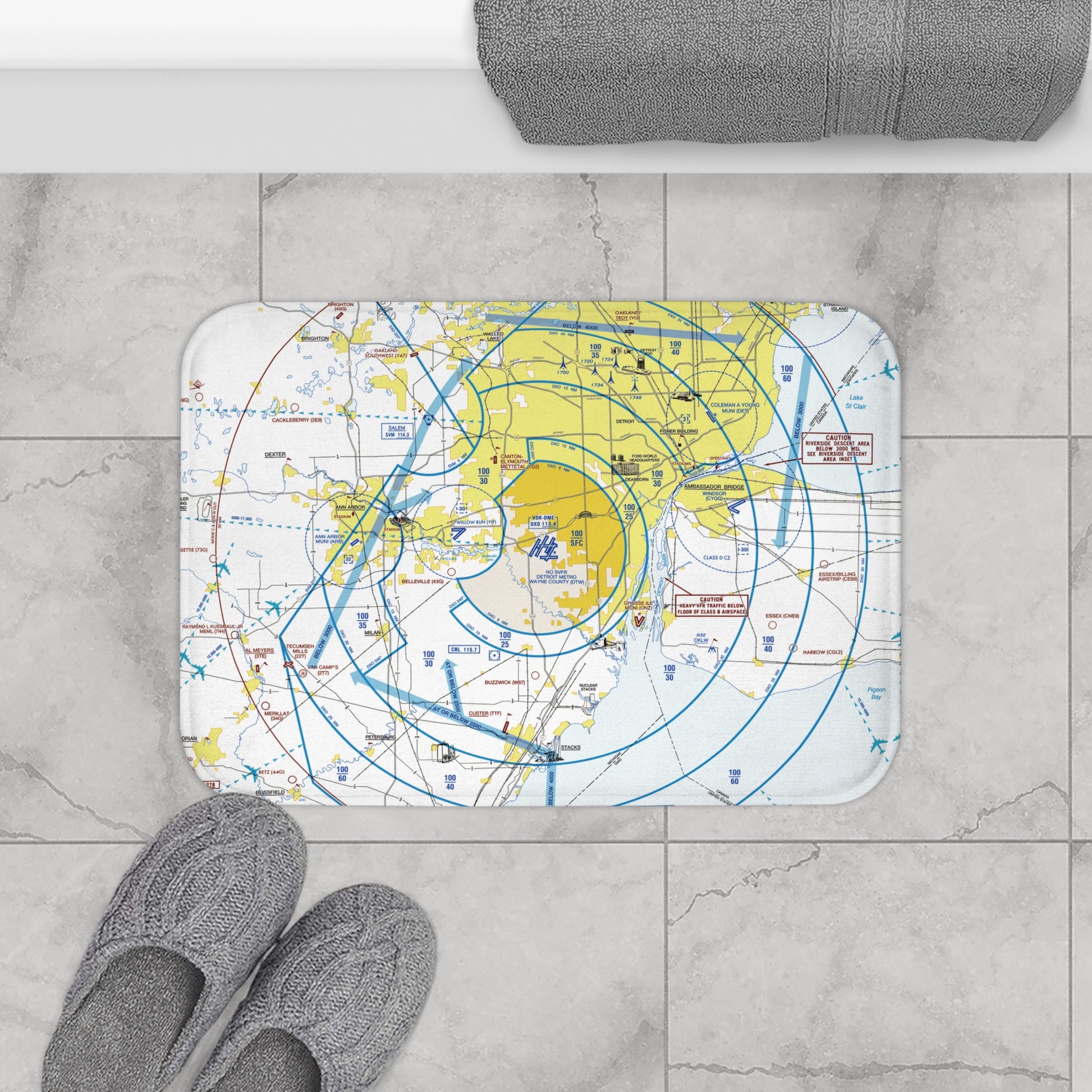Detroit Flyway Chart bath mat