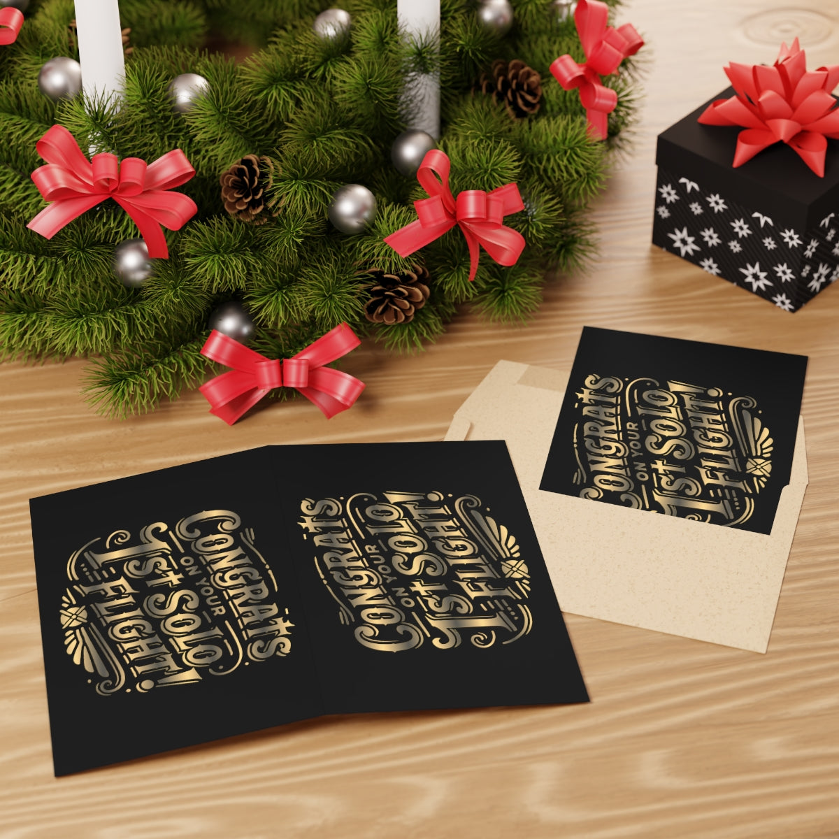 Congrats on your 1st Solo Flight! pack of 10 postcards (gold)