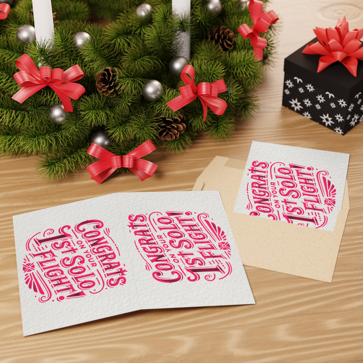 Congrats on your 1st Solo Flight! pack of 10 postcards (pink)