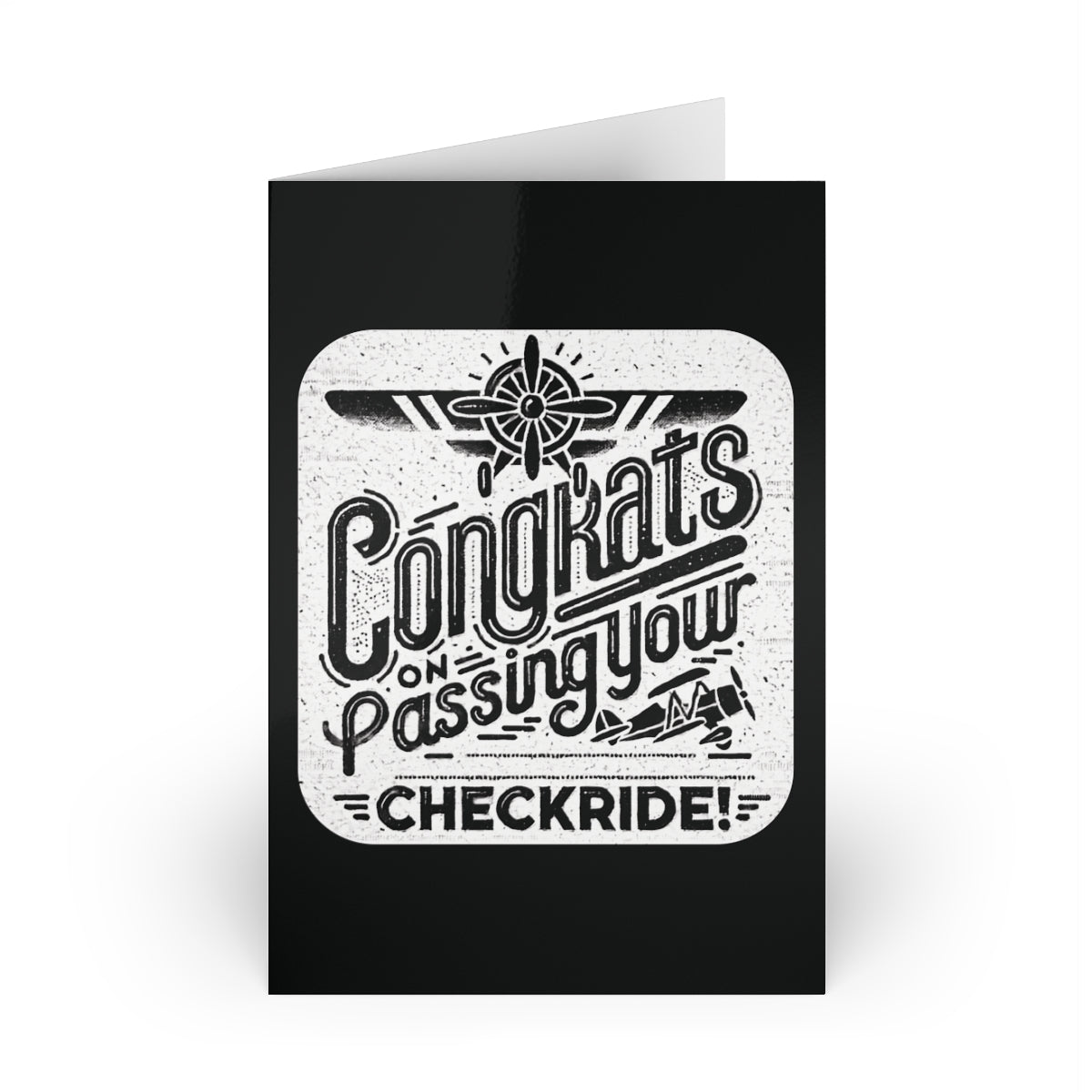 Congrats on passing your checkride! pack of 10 postcards (v2. black)