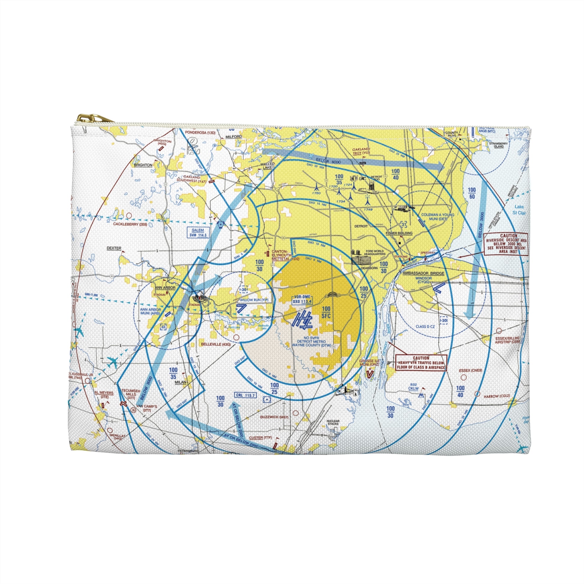 Detroit Flyway Chart Accessory Pouch