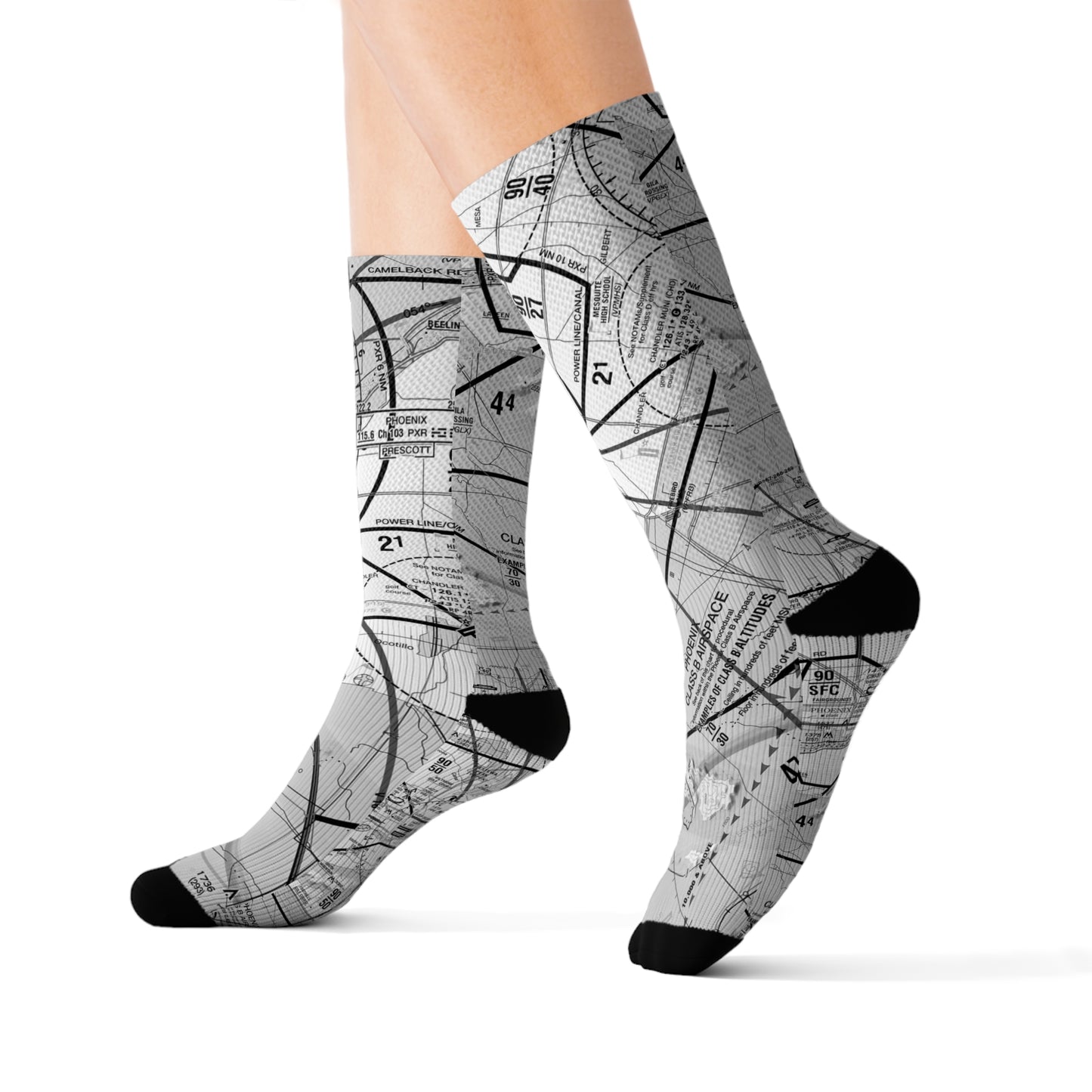 Aeronautical Chart socks (PHX/b&w)