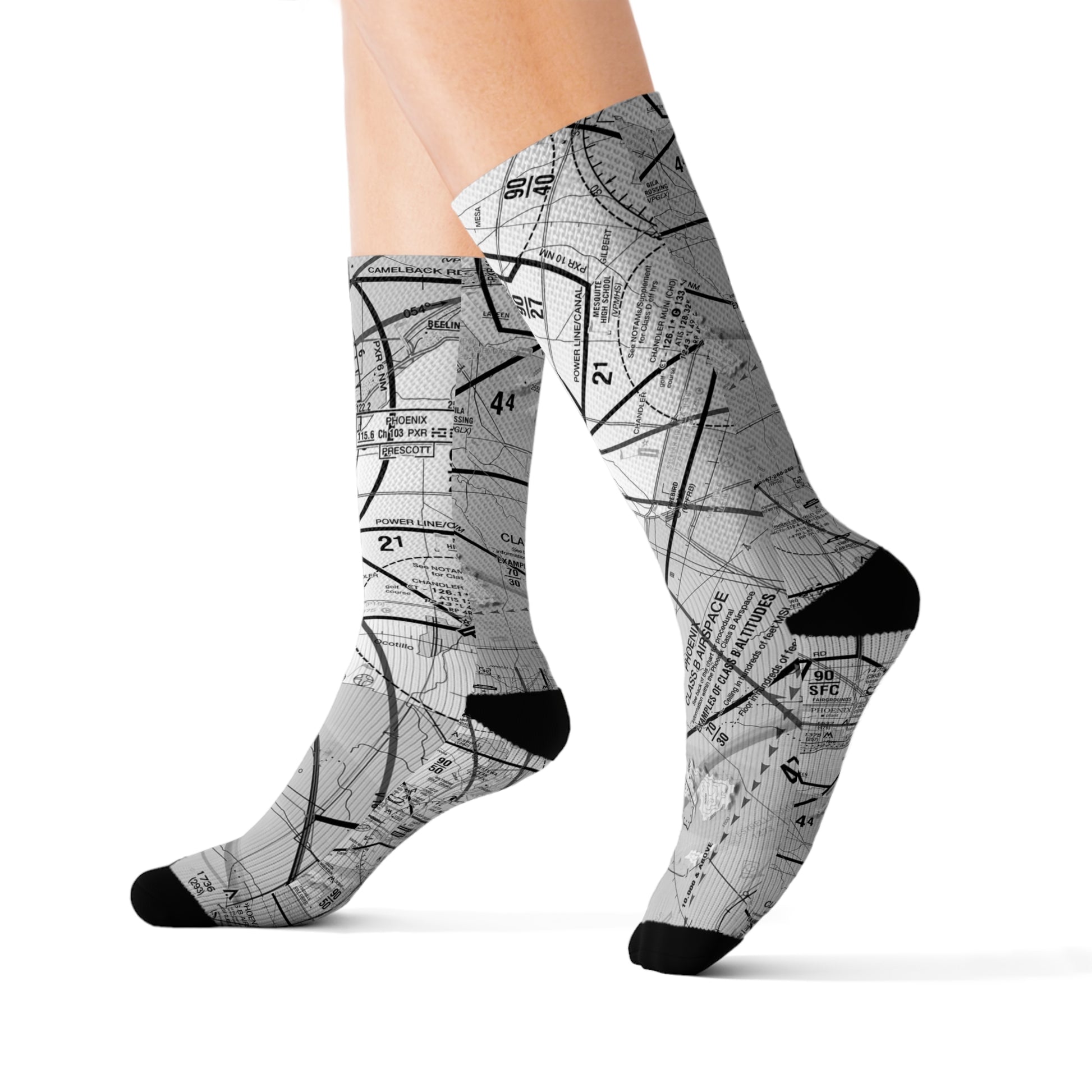Aeronautical Chart socks (PHX/b&w)