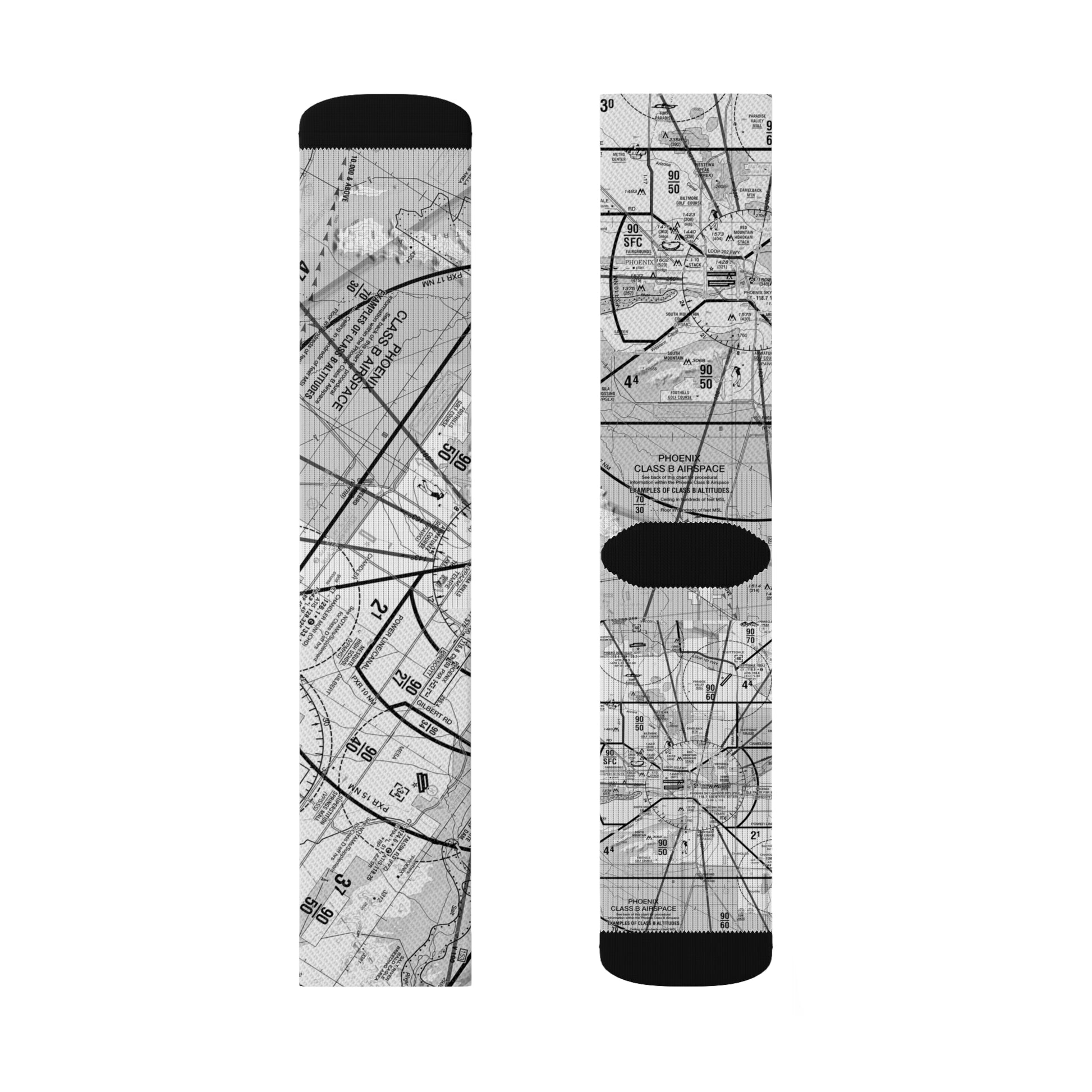 Aeronautical Chart socks (PHX/b&w)
