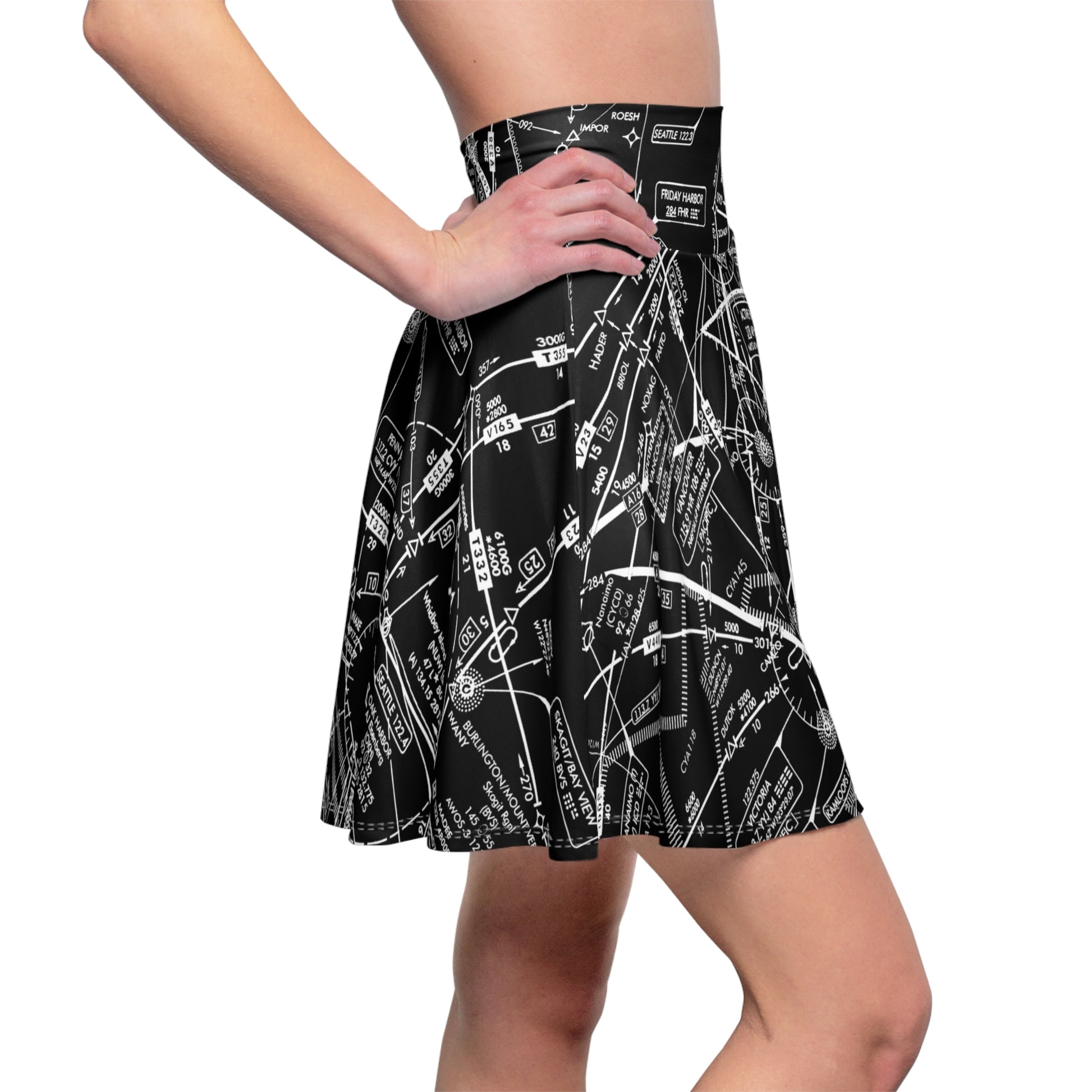 Enroute Low Altitude Chart (black) skater skirt