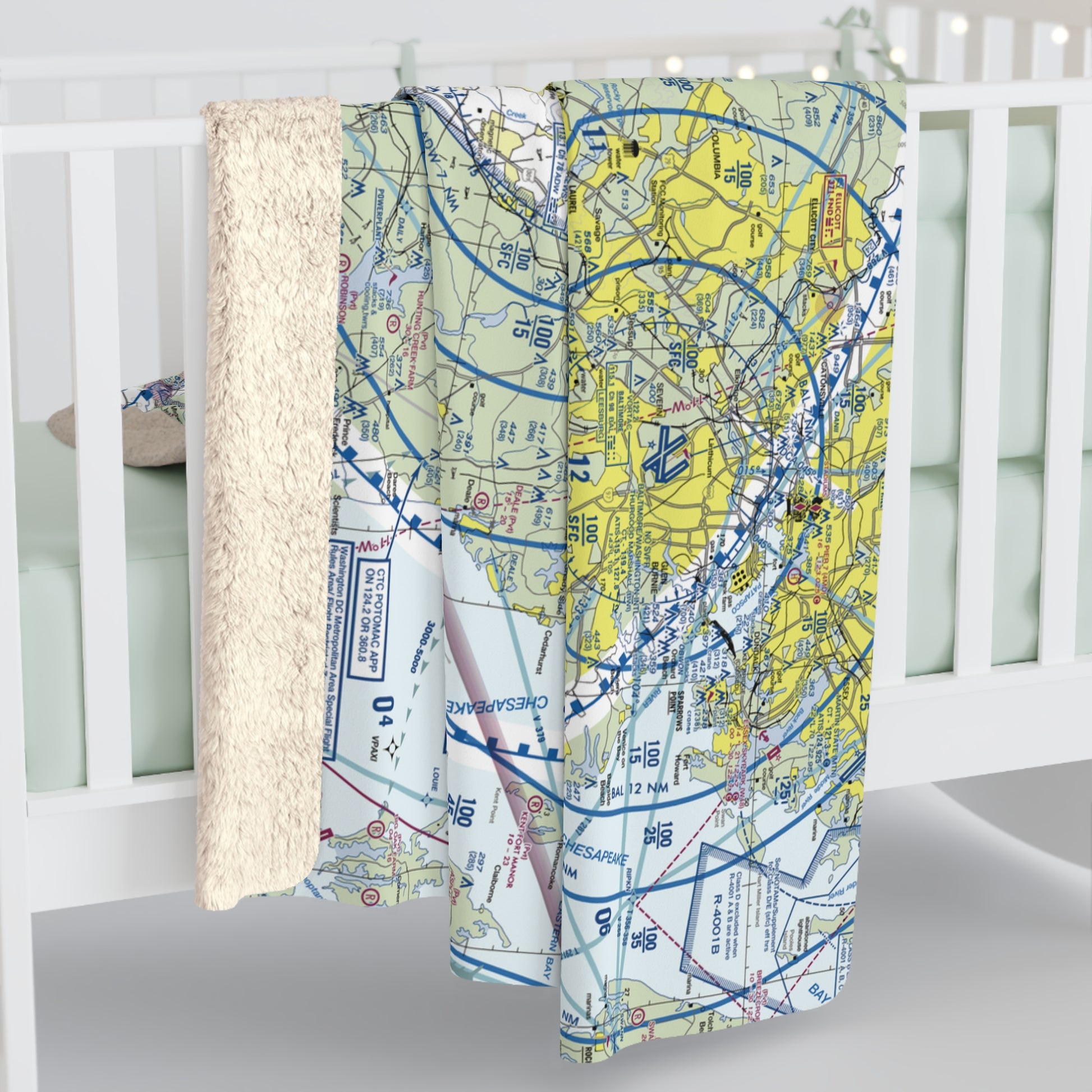 Baltimore Washington TAC Chart sherpa fleece blanket