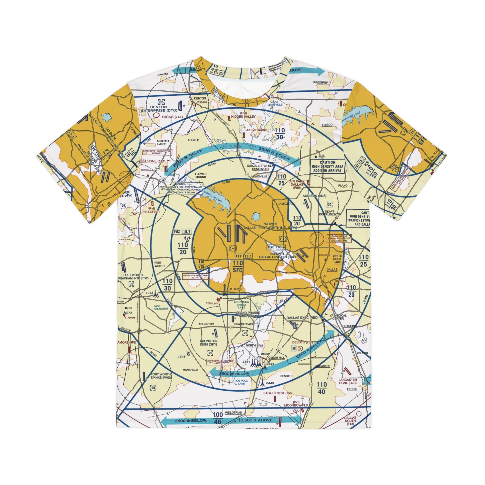 Dallas - Ft. Worth Flyway Chart men's polyester shirt