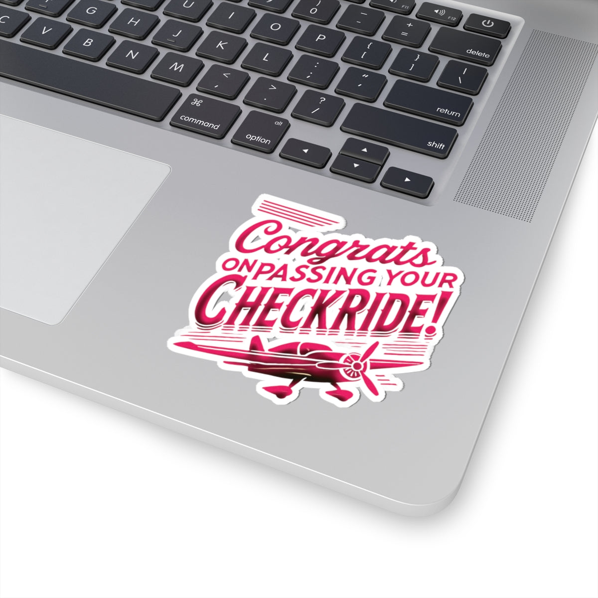 Congrats on passing your checkride! (v1. pink) sticker