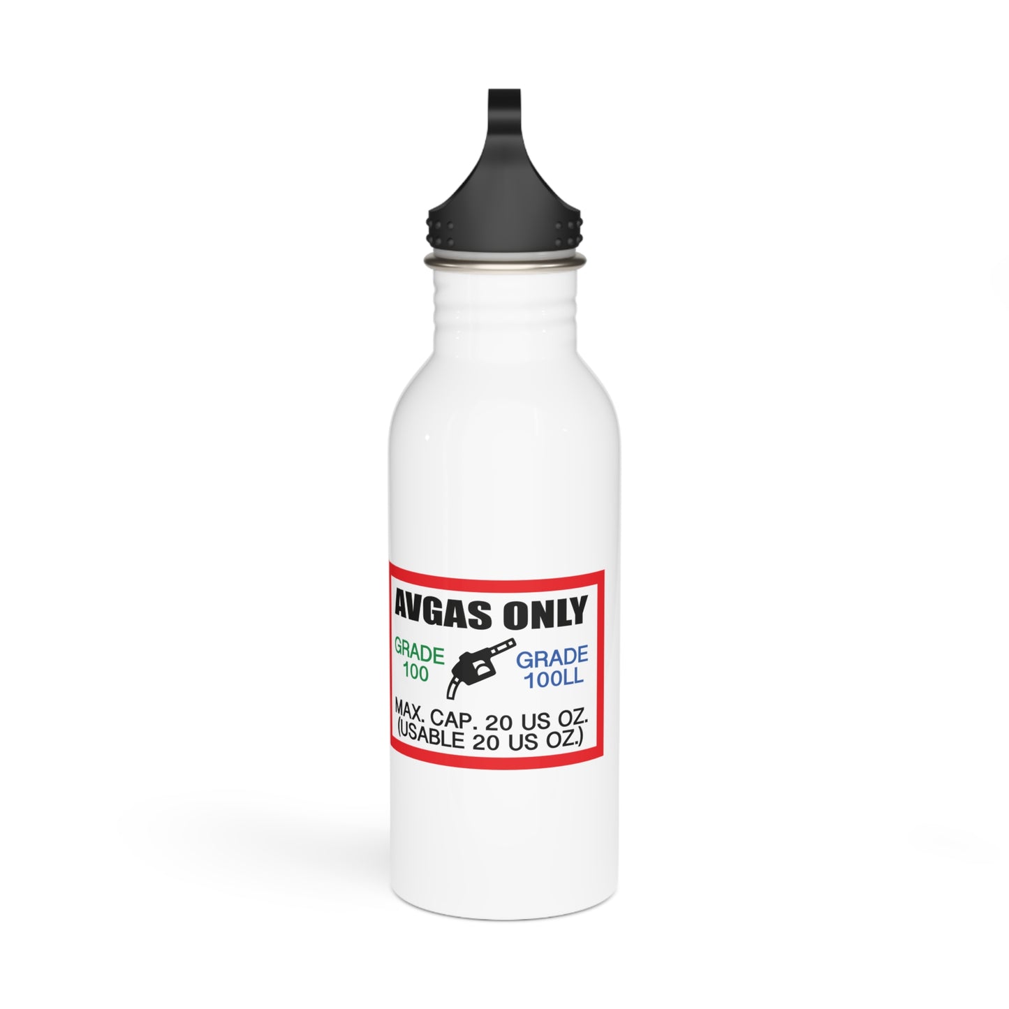 AVGAS / 100LL fuel only 20 oz. stainless steel water bottle