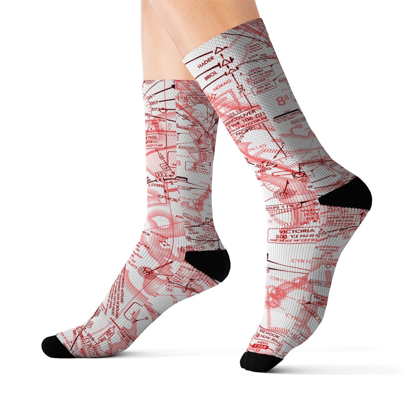Aeronautical Chart socks (red&white)