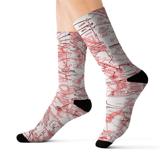 Aeronautical Chart socks (red&white)