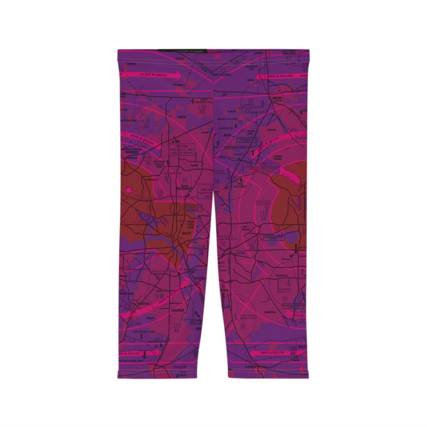 Dallas - Ft. Worth Flyway Chart capri leggings (purple)