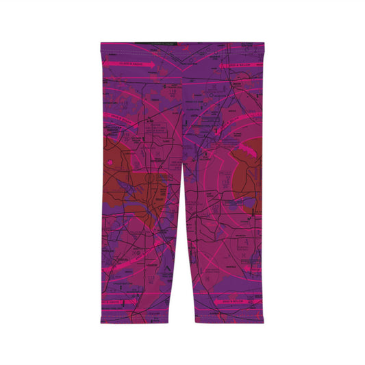 Dallas - Ft. Worth Flyway Chart capri leggings (purple)