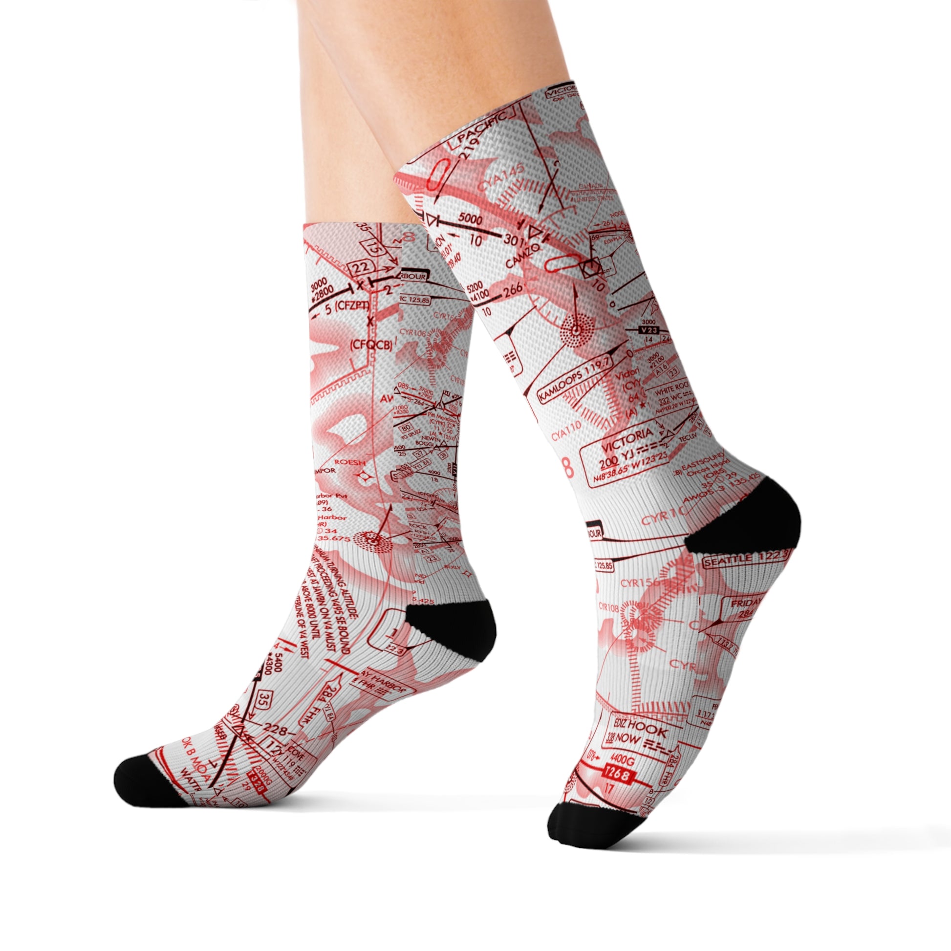 Aeronautical Chart socks (red&white)