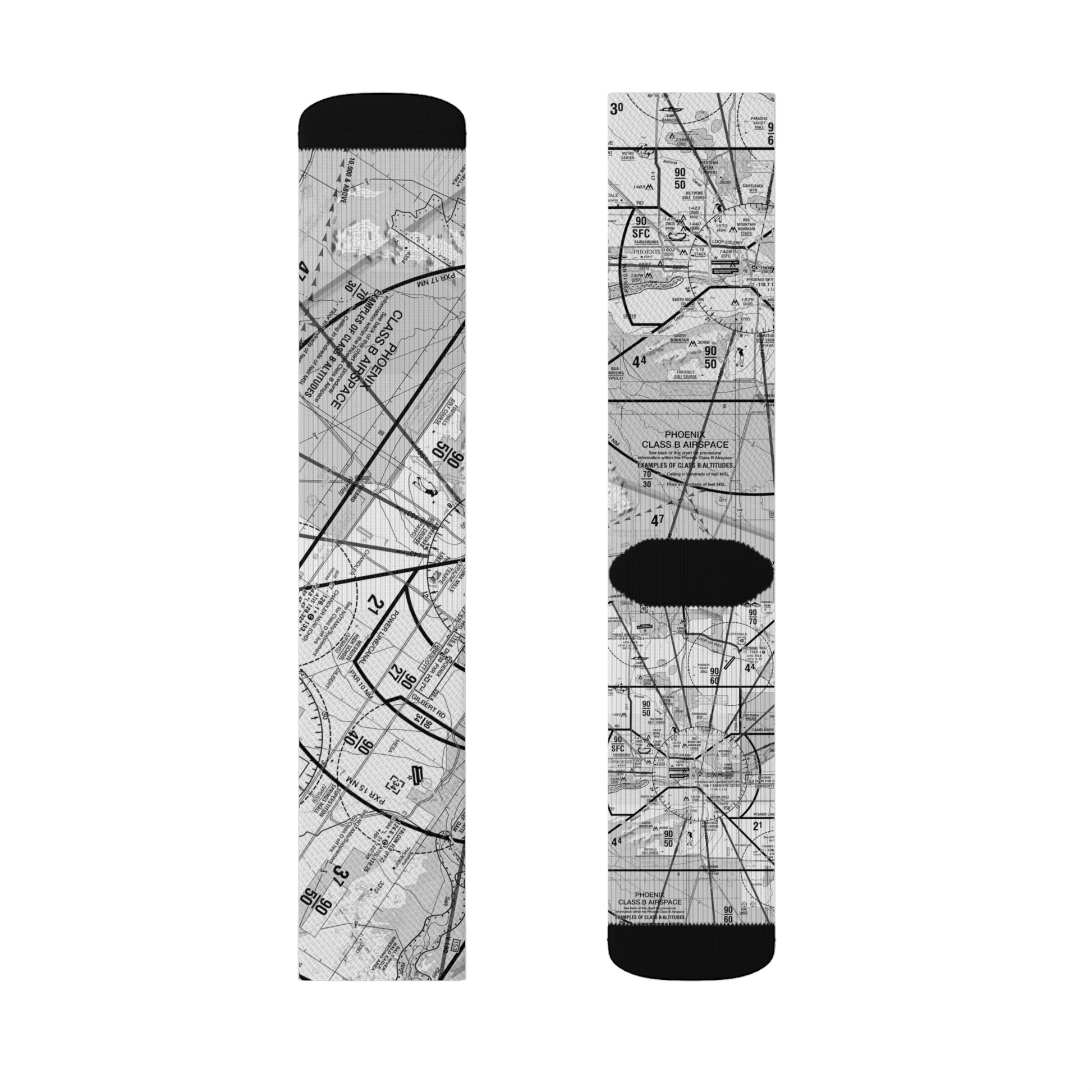 Aeronautical Chart socks (PHX/b&w)