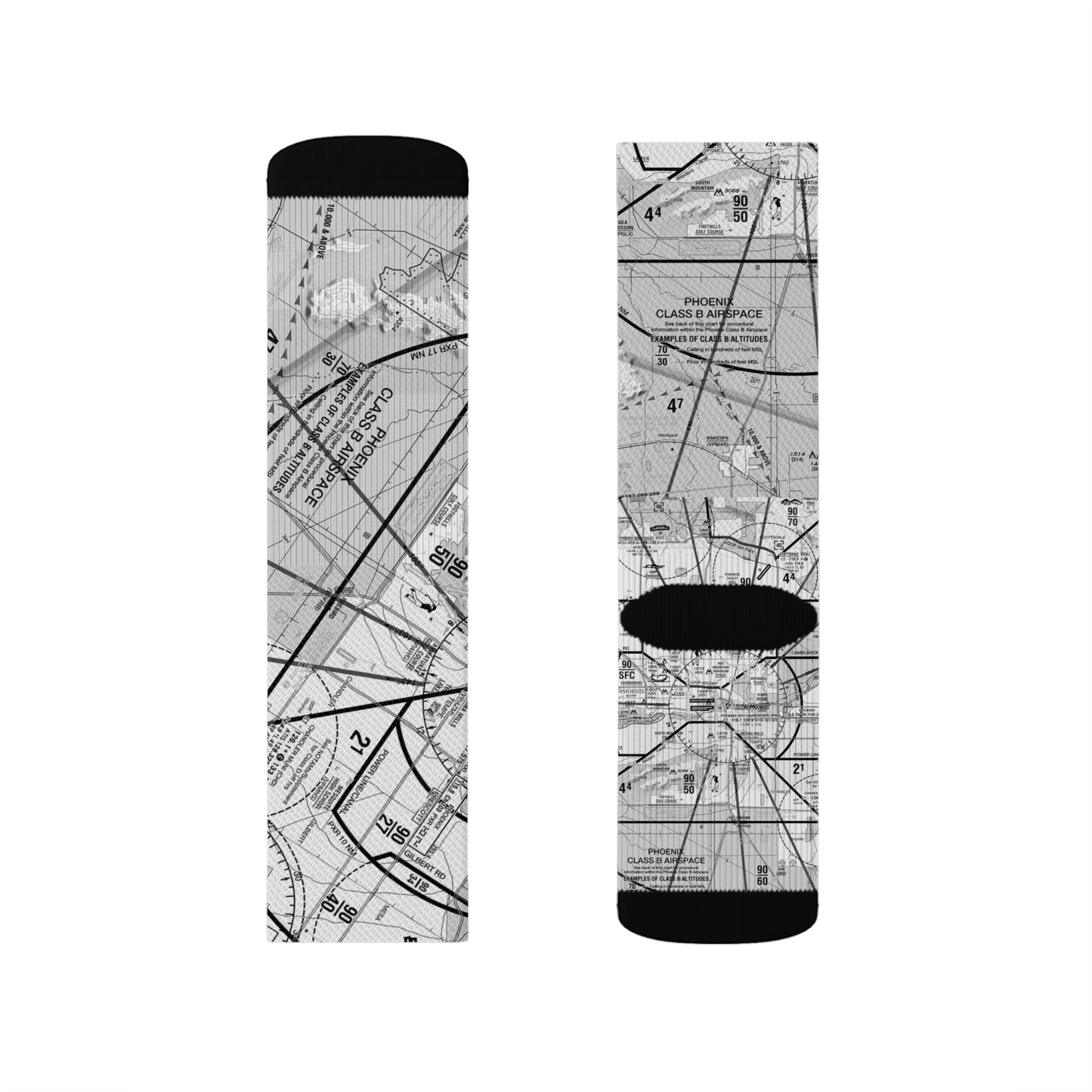 Aeronautical Chart socks (PHX/b&w)